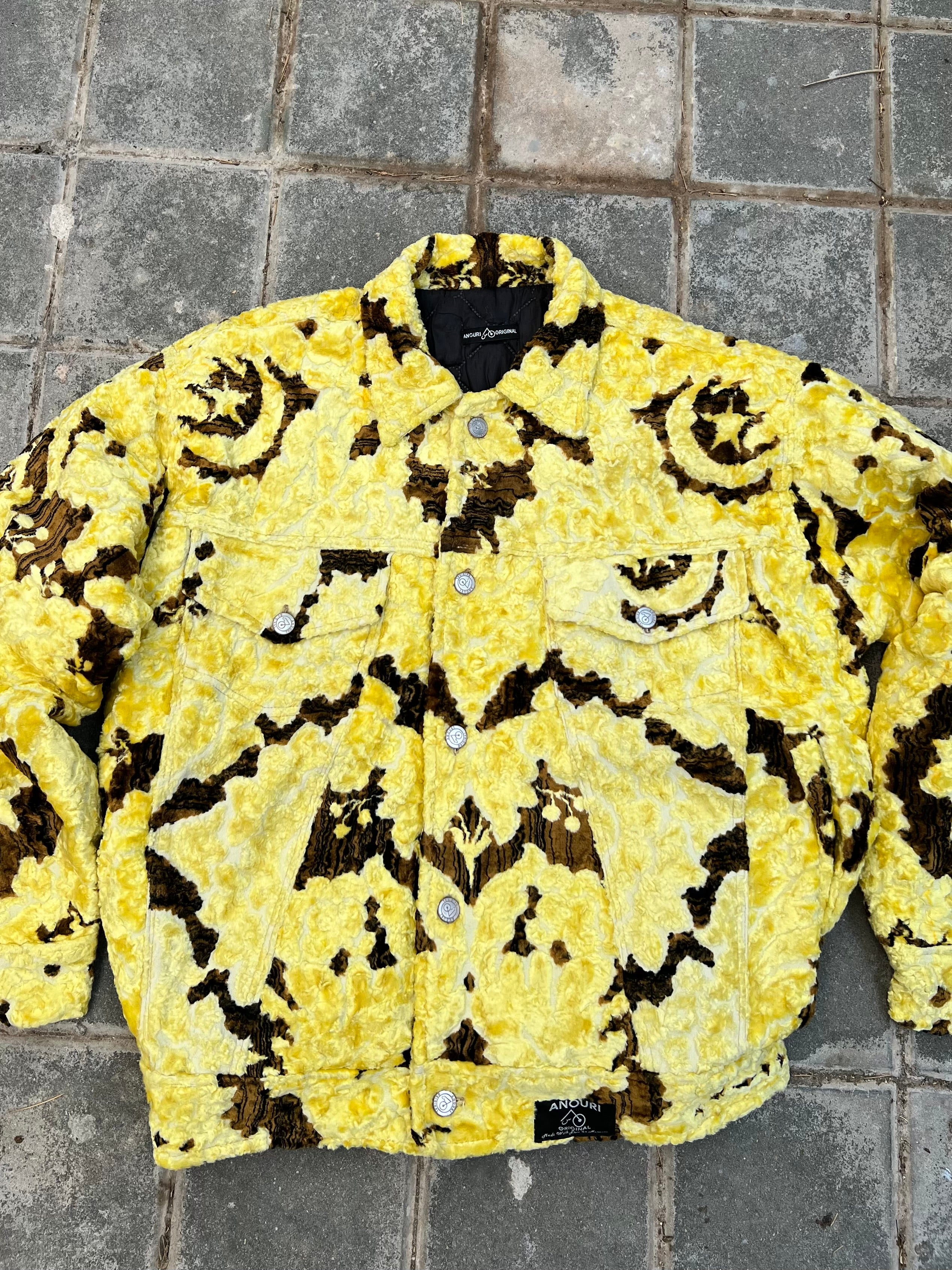Moroccan hand made with unique yellow color ,  carpet Jacket UNISEX