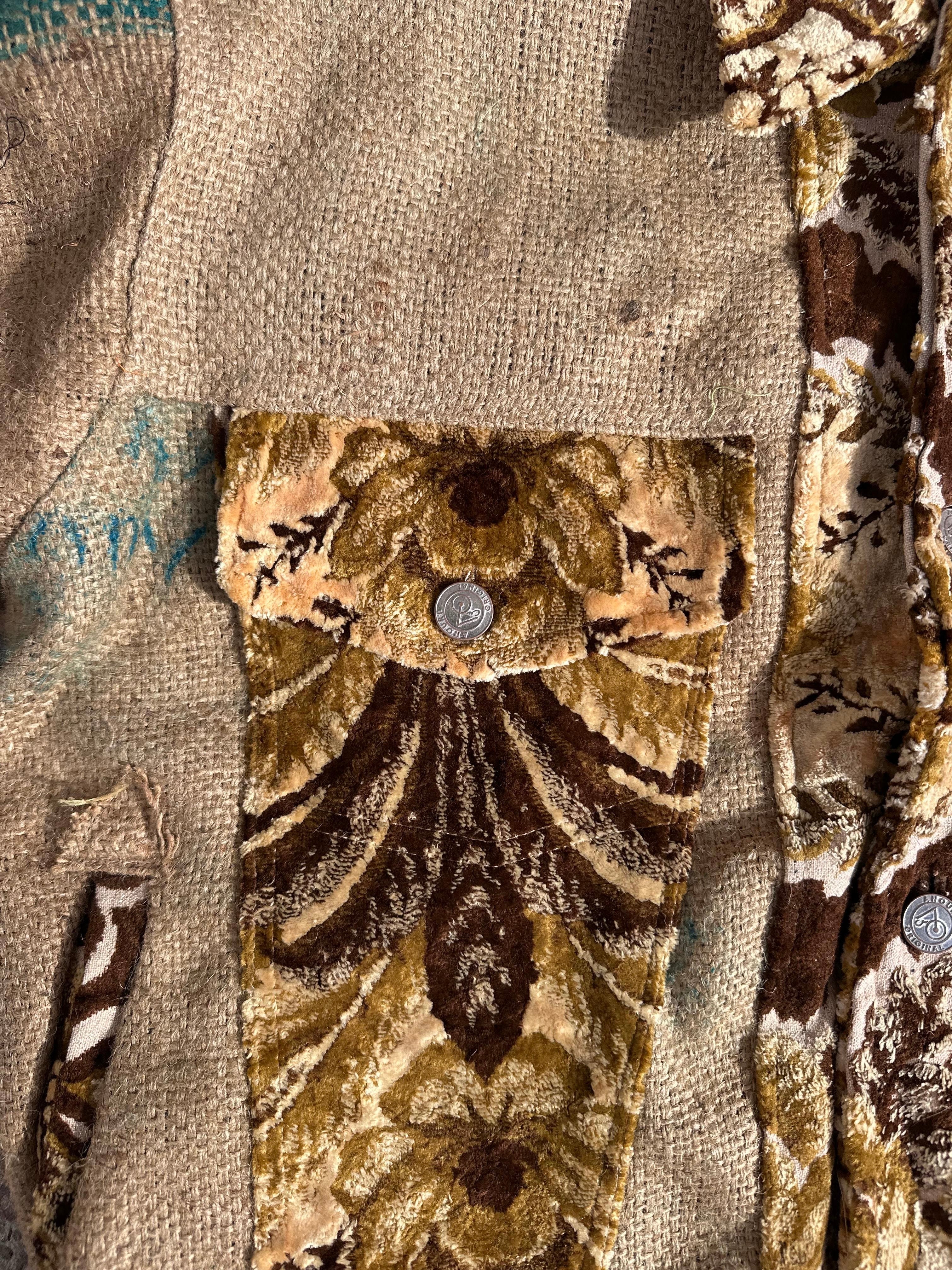 Moroccan hand made unique burlap and brown Carpet and burlap set UNISEX