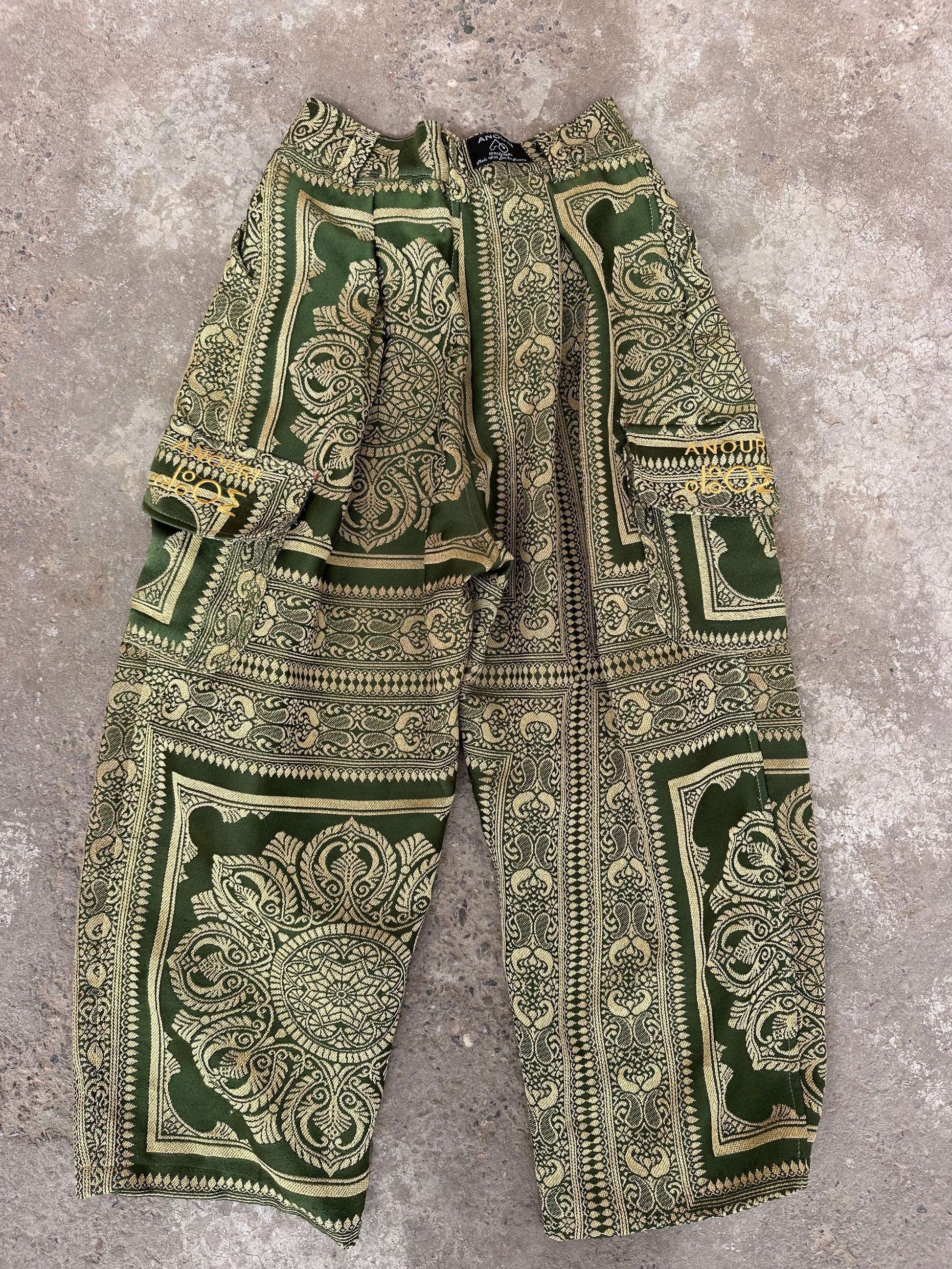 Anouris Original PANT with wide legs with two pockets  side green print “Carpet” UNISEX