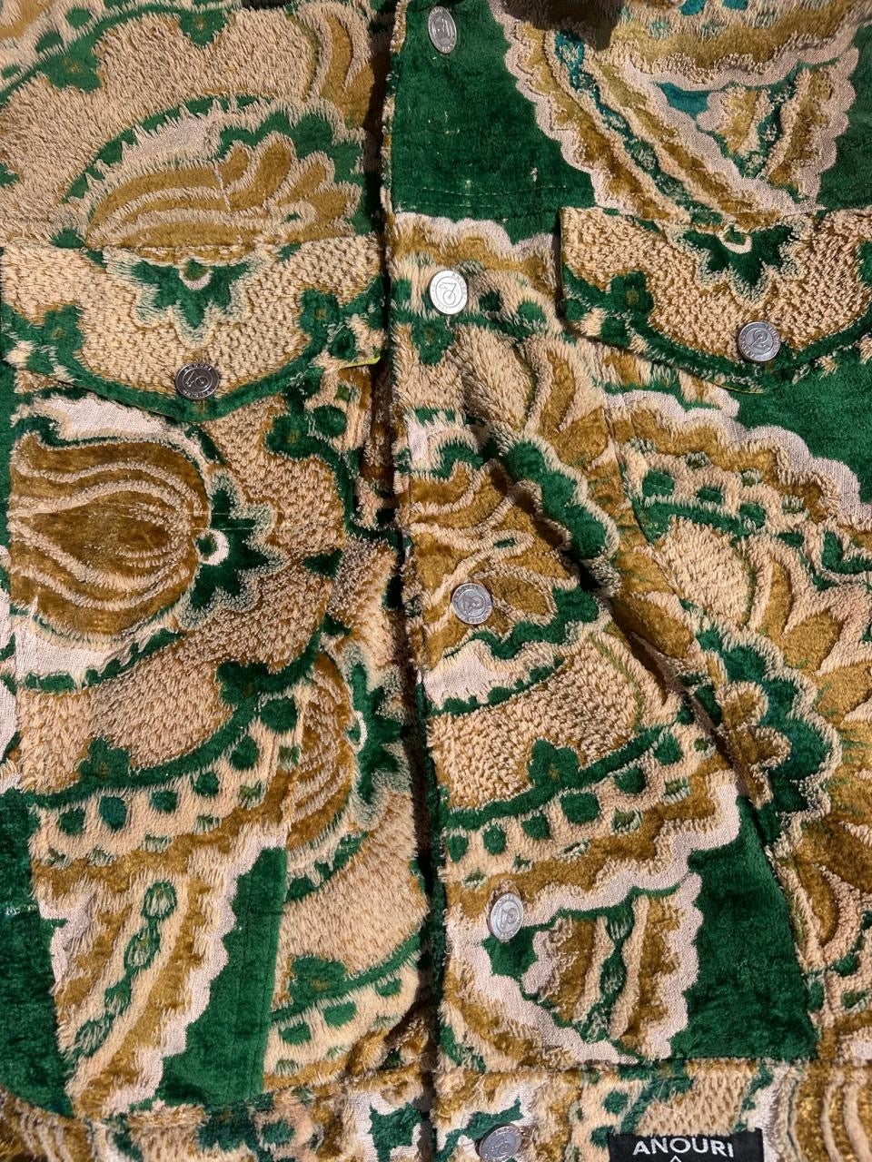 Moroccan hand made with unique green and yellow color,  carpet Jacket UNISEX