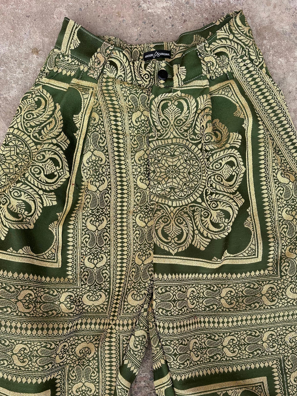 Anouris Original PANT with wide legs with two pockets  side green print “Carpet” UNISEX