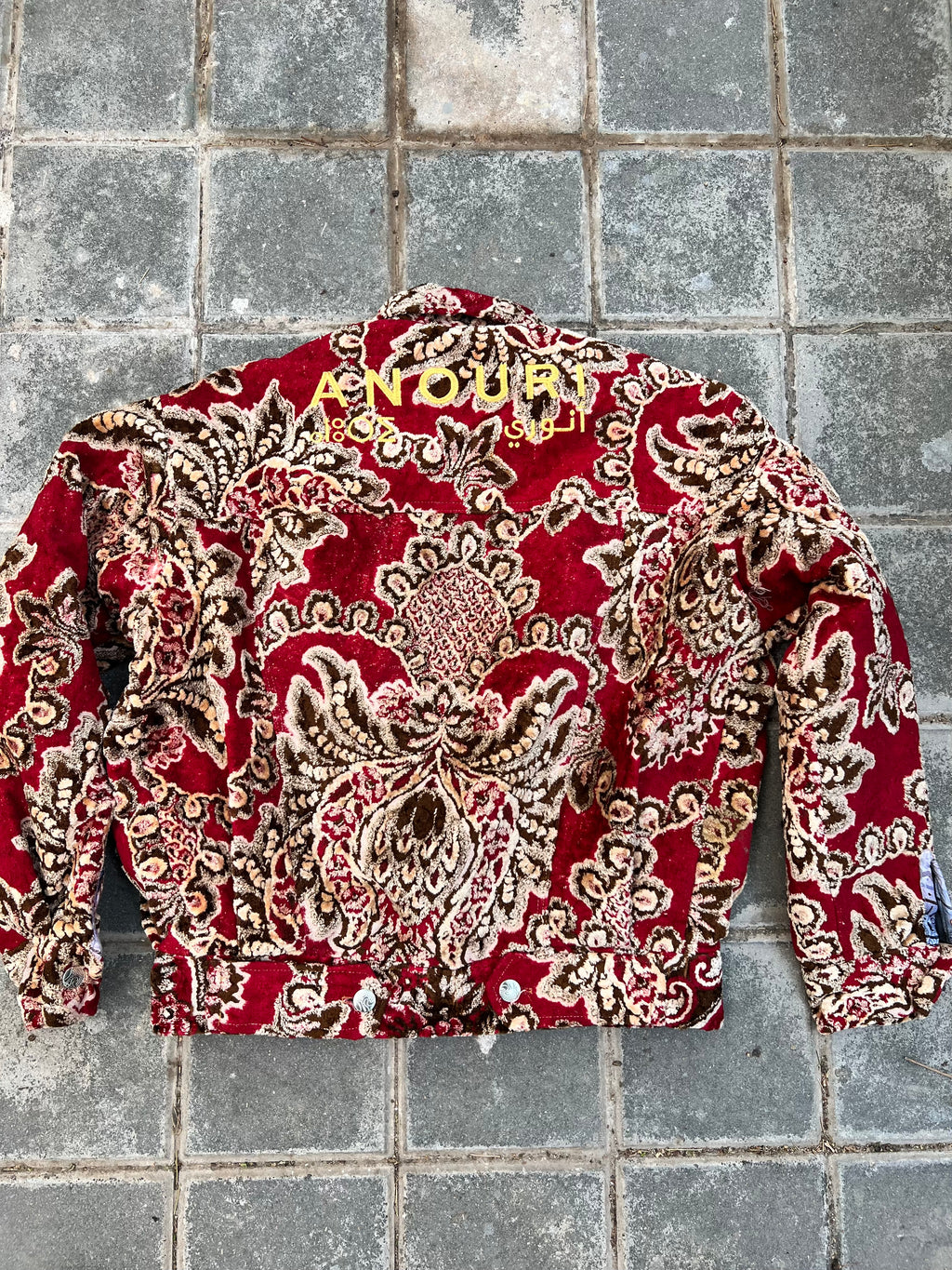 Moroccan hand made with unique brown and red color,  carpet Jacket UNISEX