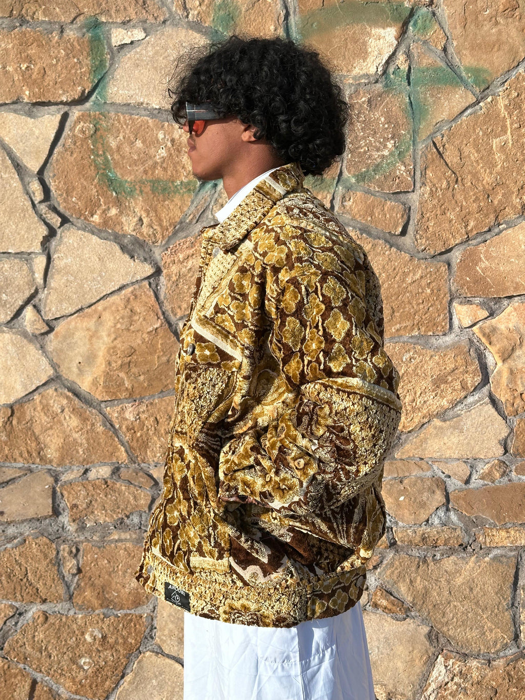 Moroccan hand made with unique brown and yellow color,  carpet Jacket UNISEX