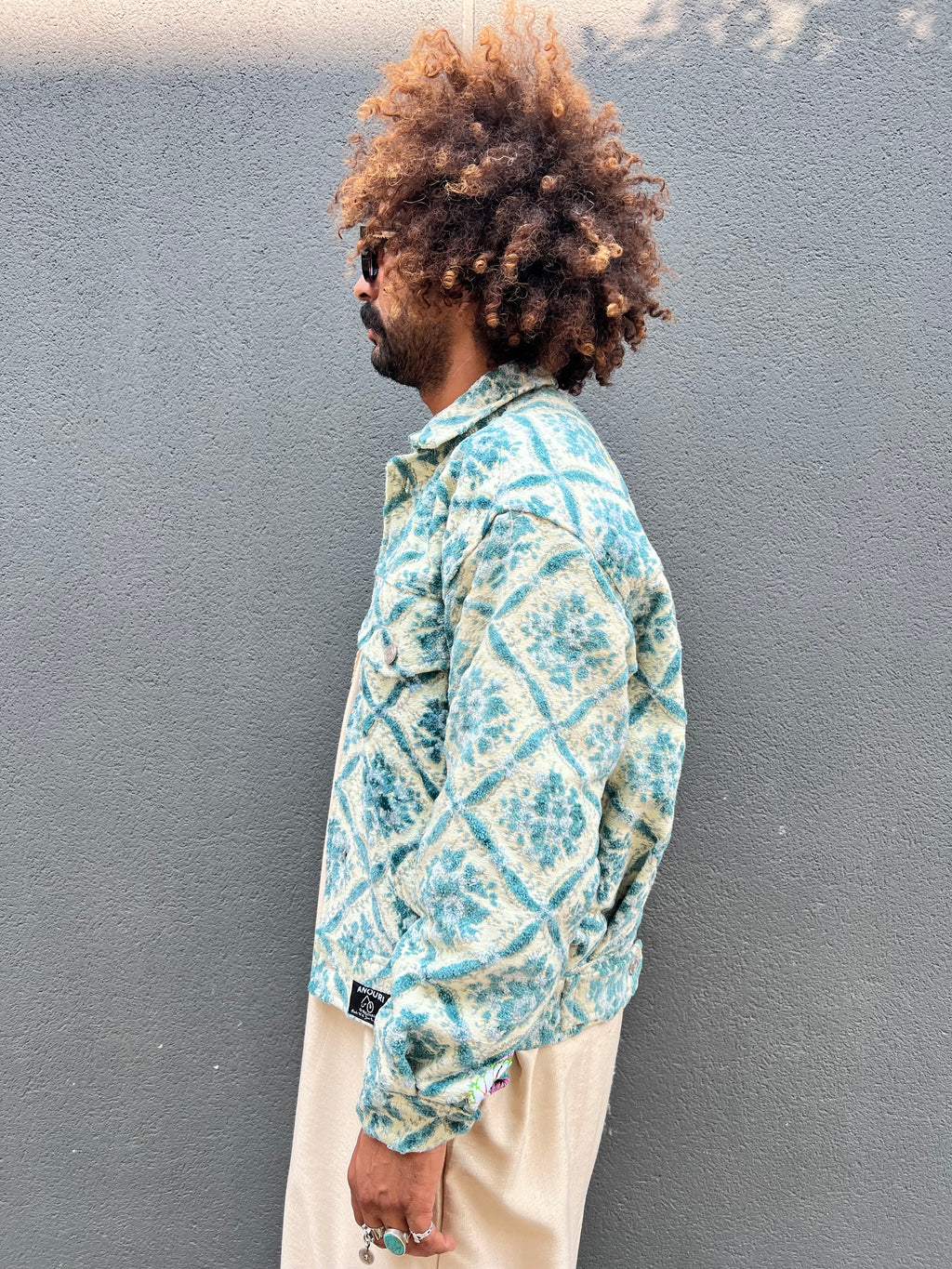Moroccan hand made with unique light blue color,  carpet Jacket UNISEX