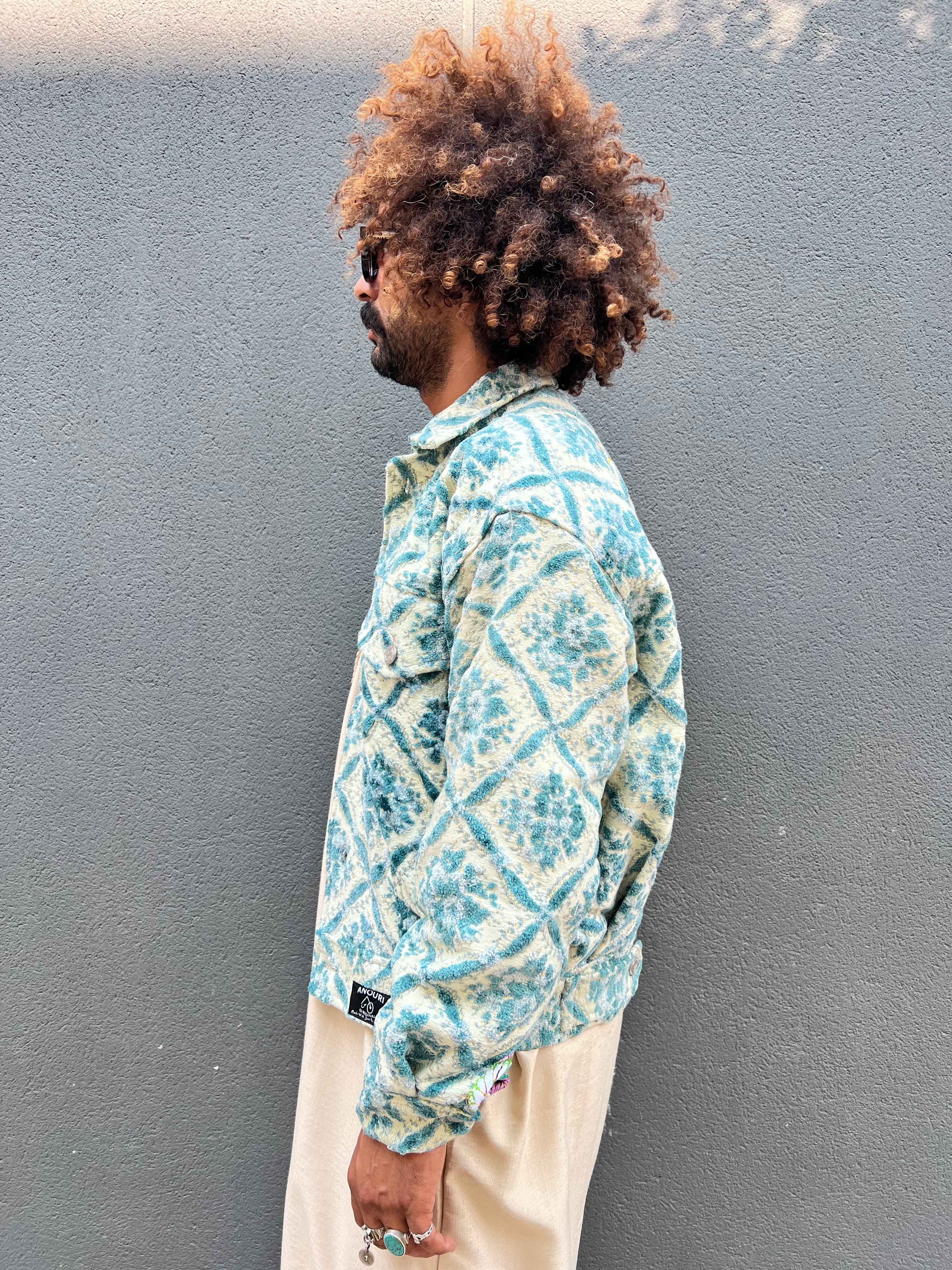 Moroccan hand made with unique light blue color,  carpet Jacket UNISEX