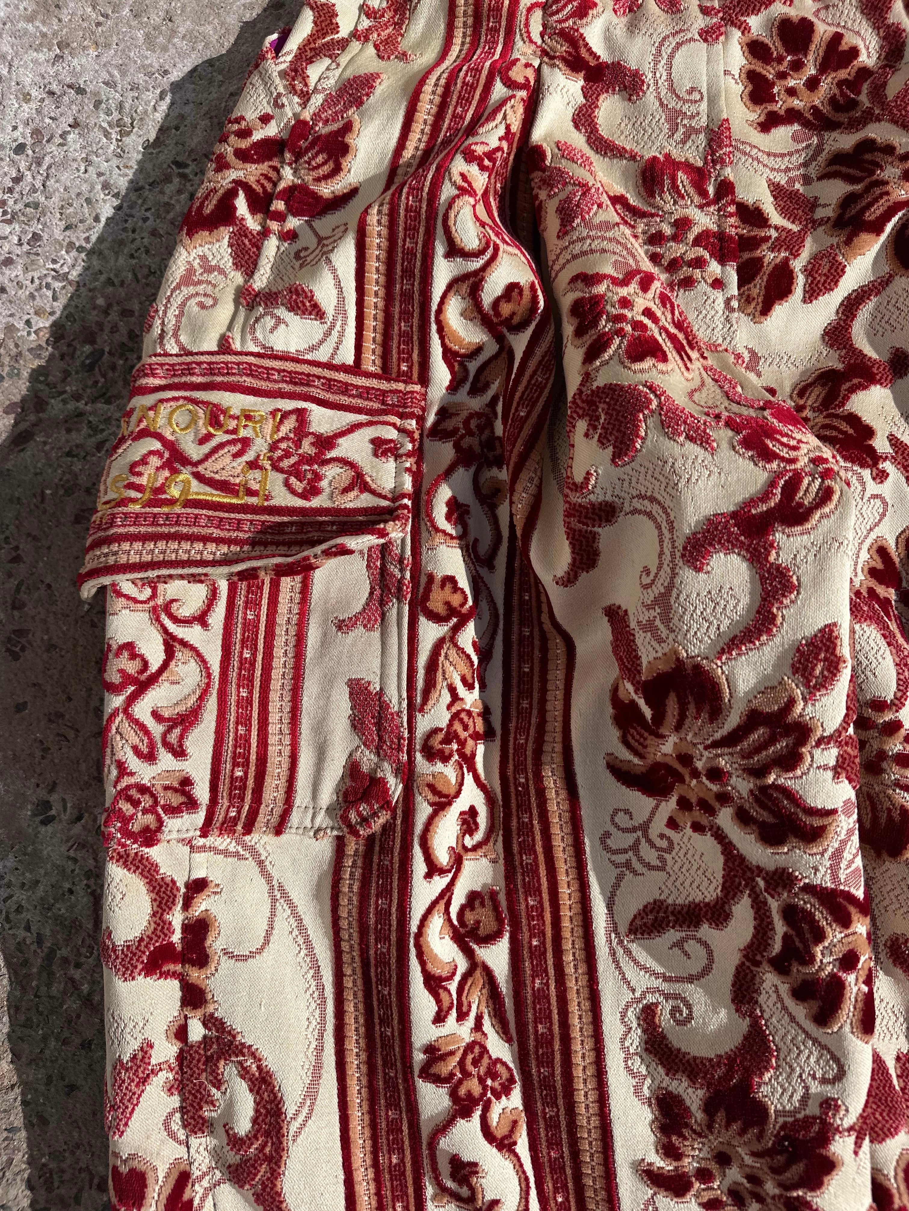 Moroccan hand made unique red Carpet and burlap set UNISEX