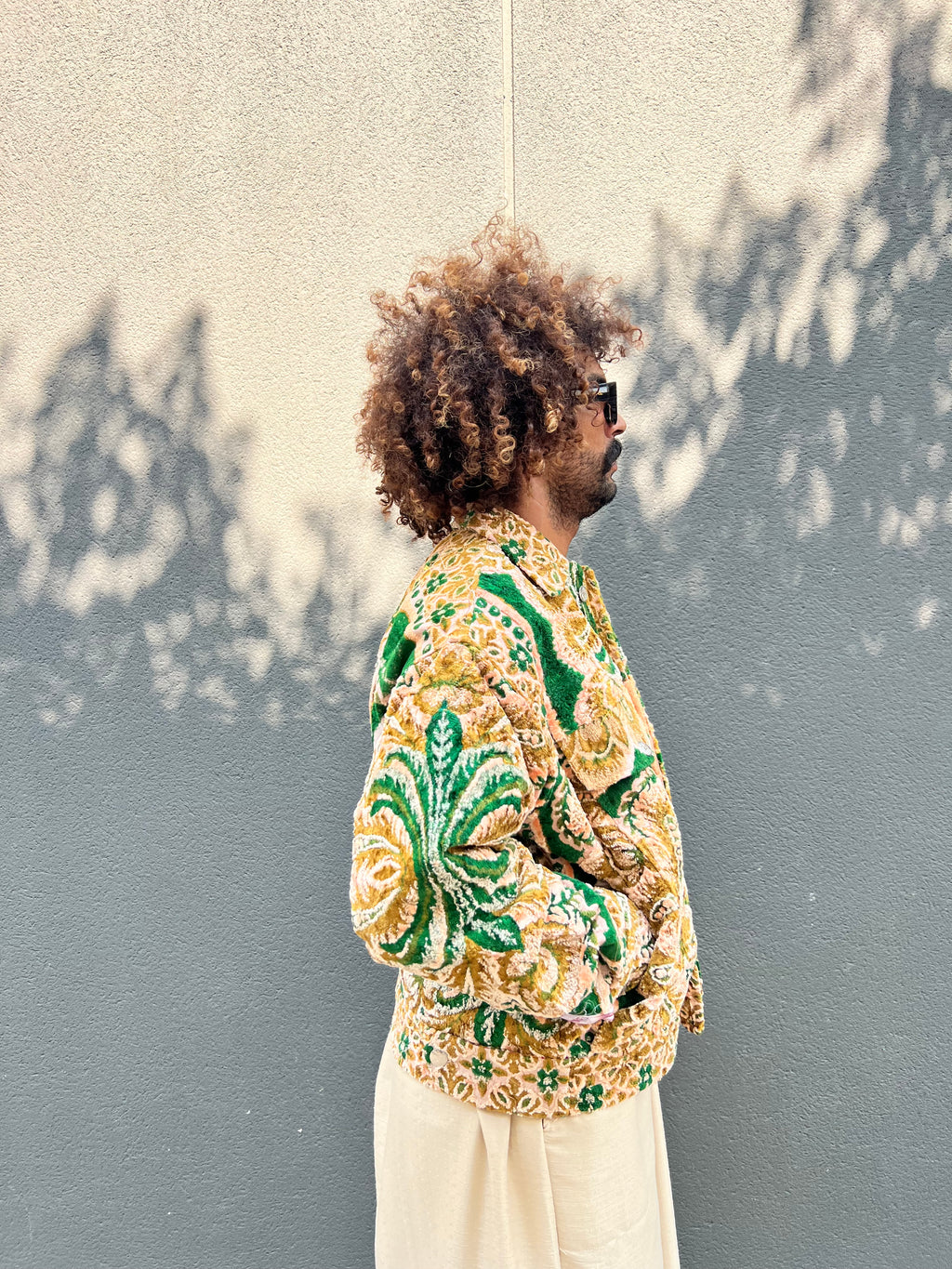 Moroccan hand made with unique green and yellow color,  carpet Jacket UNISEX