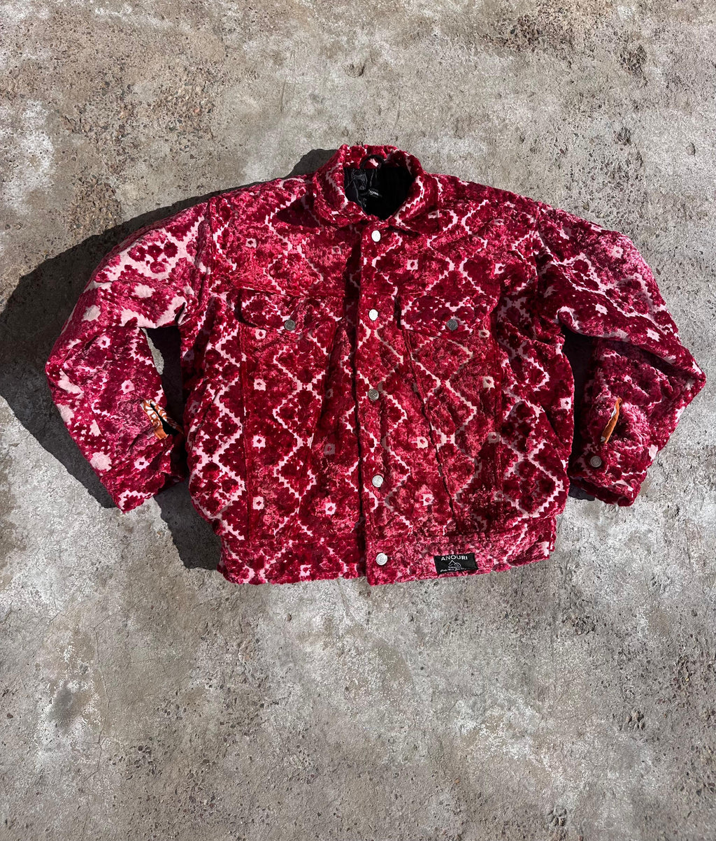 Moroccan hand made with unique unique red color,  carpet Jacket UNISEX
