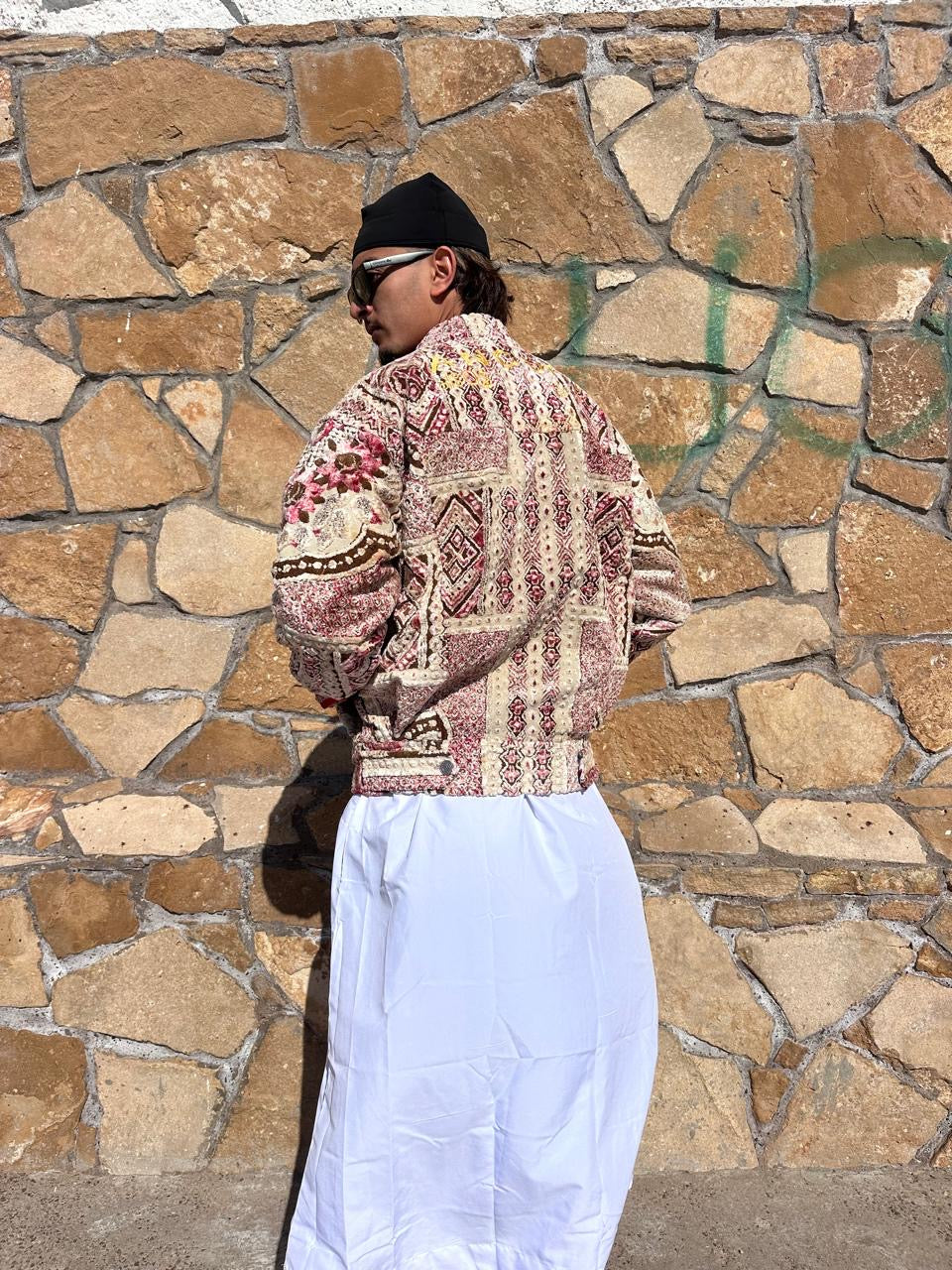 Moroccan hand made with unique light red color,  carpet Jacket UNISEX