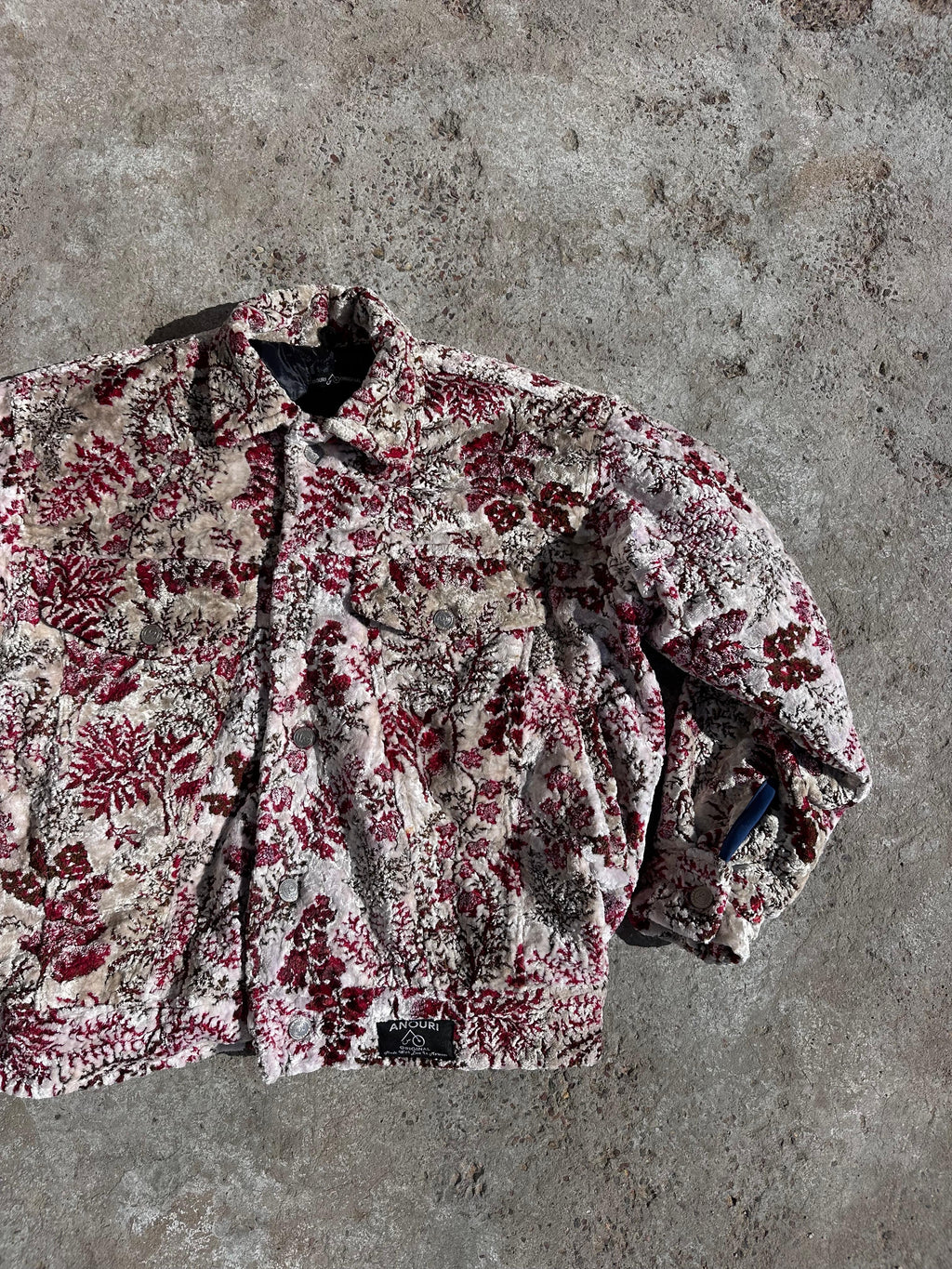 Moroccan hand made with unique white and red color,  carpet Jacket UNISEX