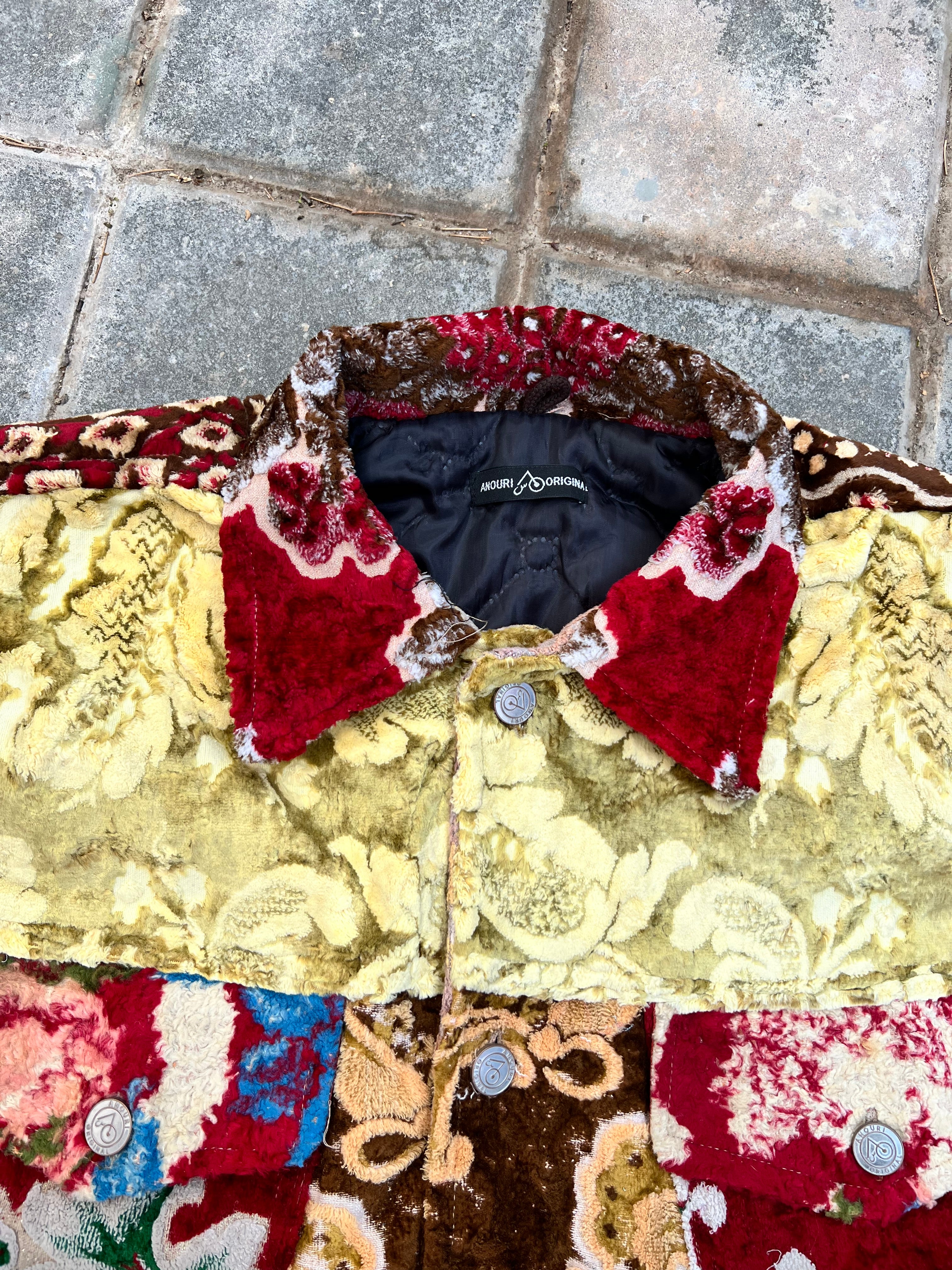Moroccan hand made with unique patshwork design ,  carpet Jacket UNISEX