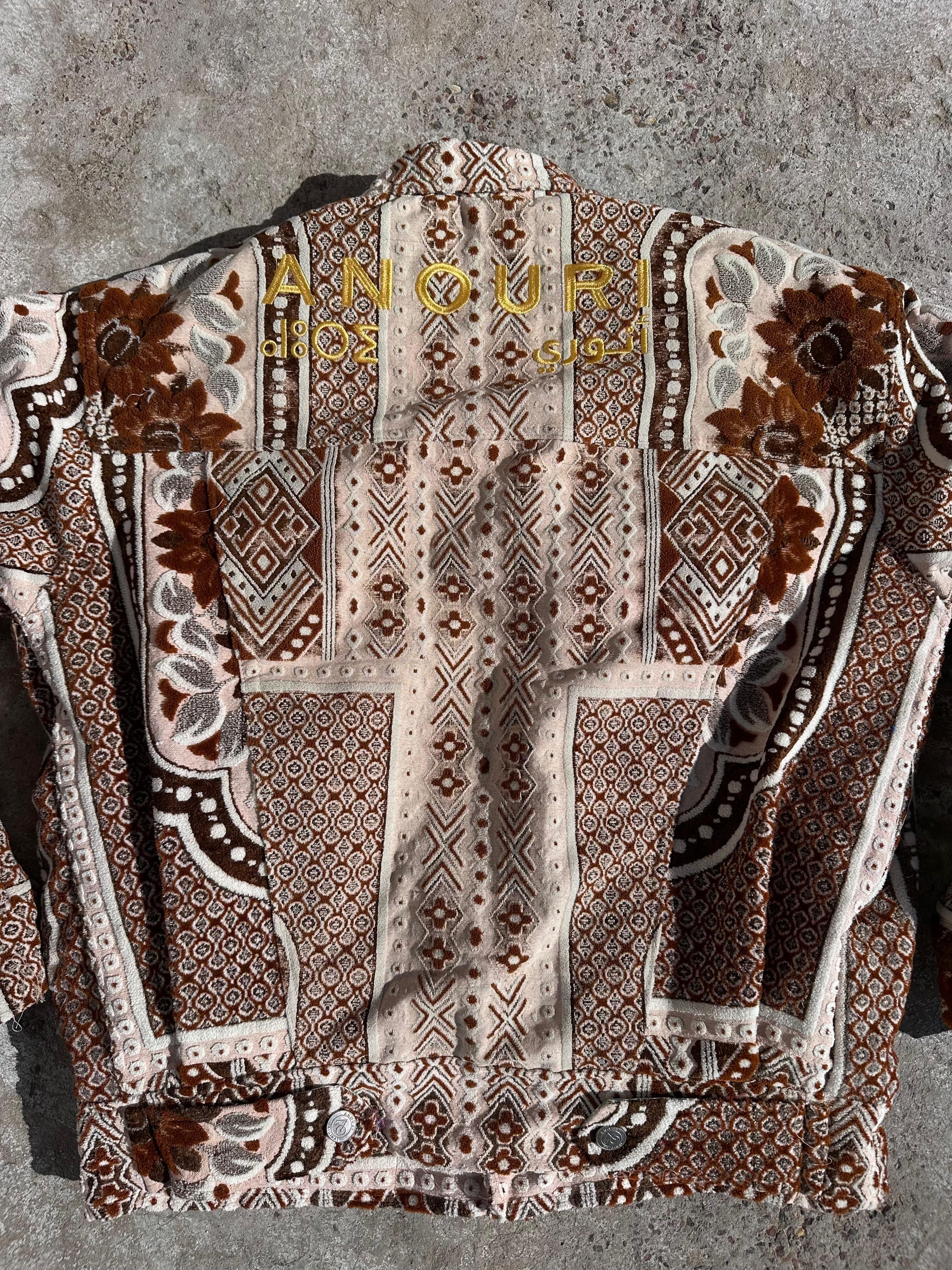 Moroccan hand made with unique orange color,  carpet Jacket UNISEX