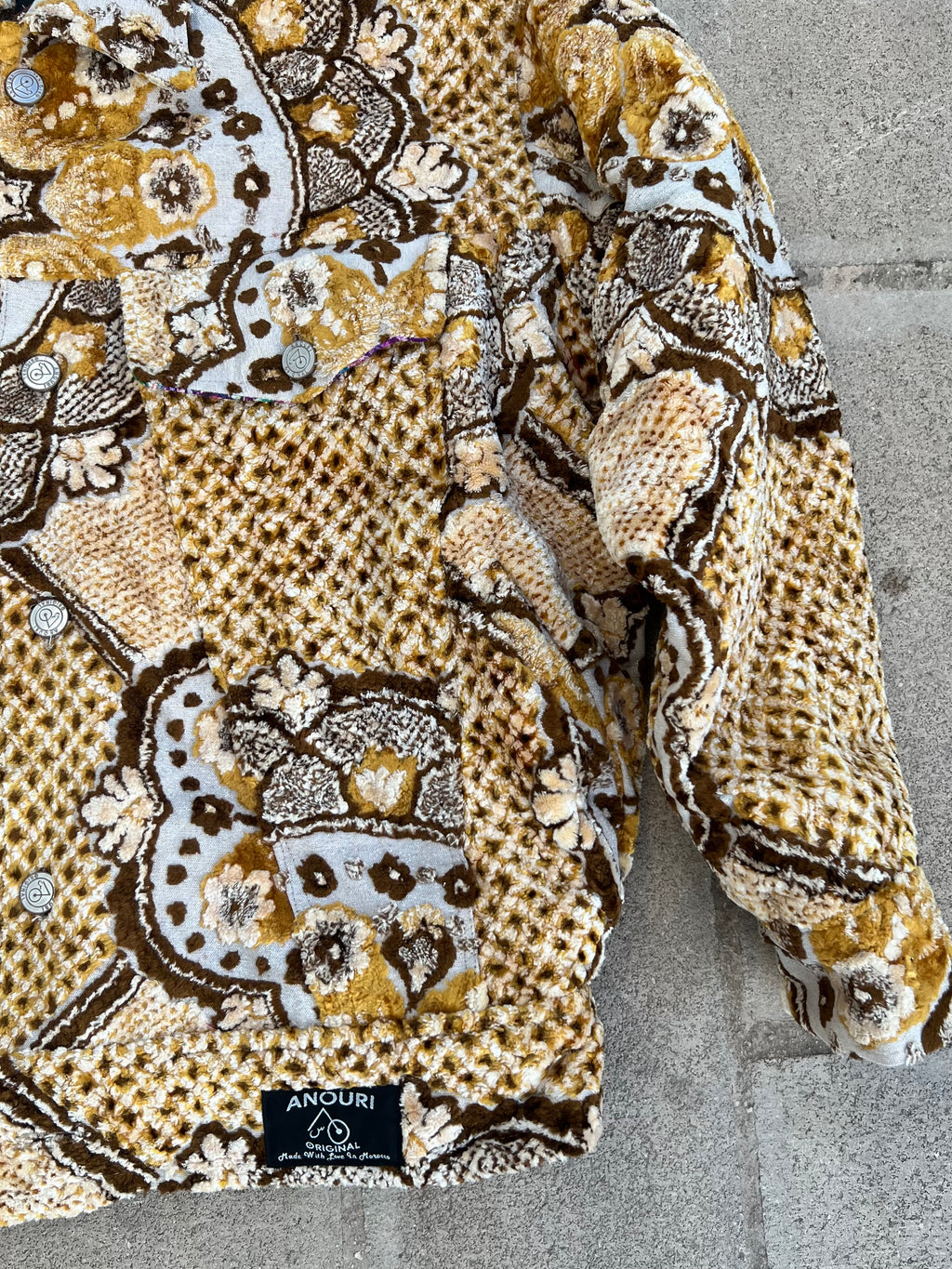 Moroccan hand made with unique yellow and brown color,  carpet Jacket UNISEX