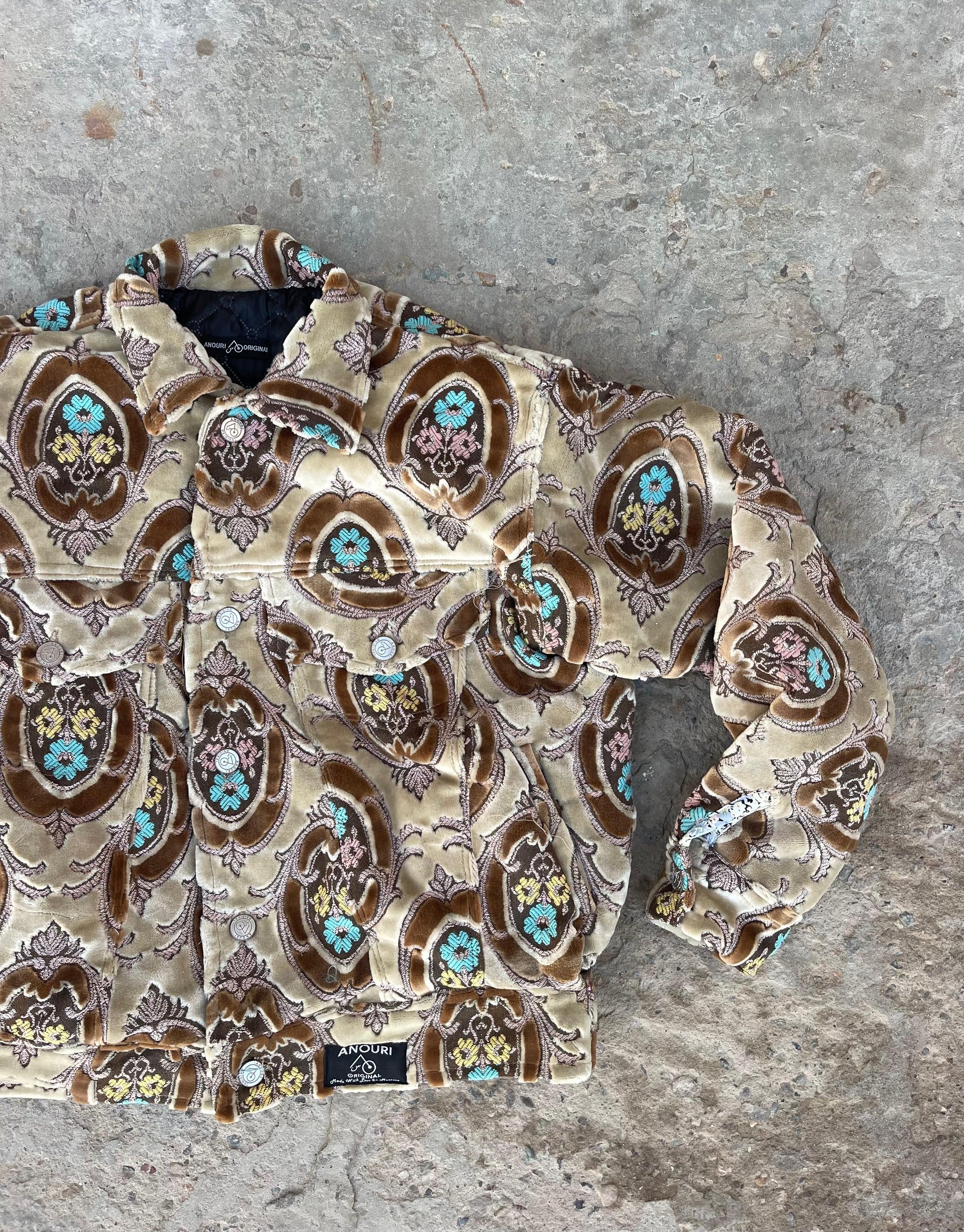 Moroccan hand made yellow and brown with unique design carpet Jacket UNISEX