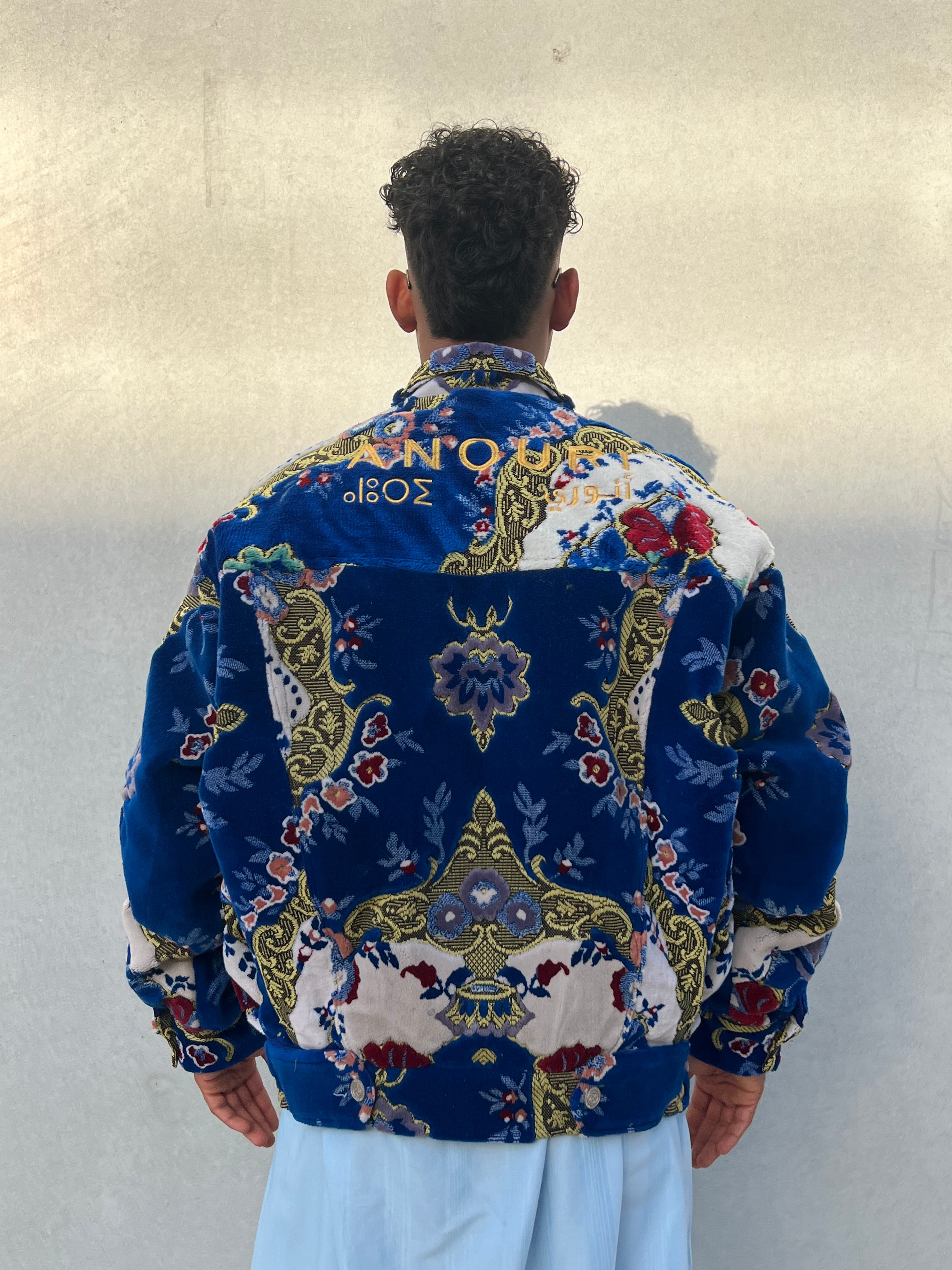 Moroccan hand made with unique design blue color ,  carpet Jacket UNISEX