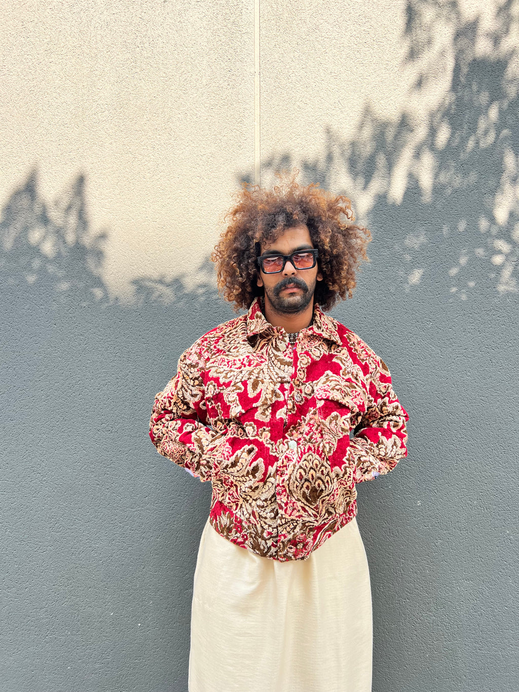 Moroccan hand made with unique brown and red color,  carpet Jacket UNISEX