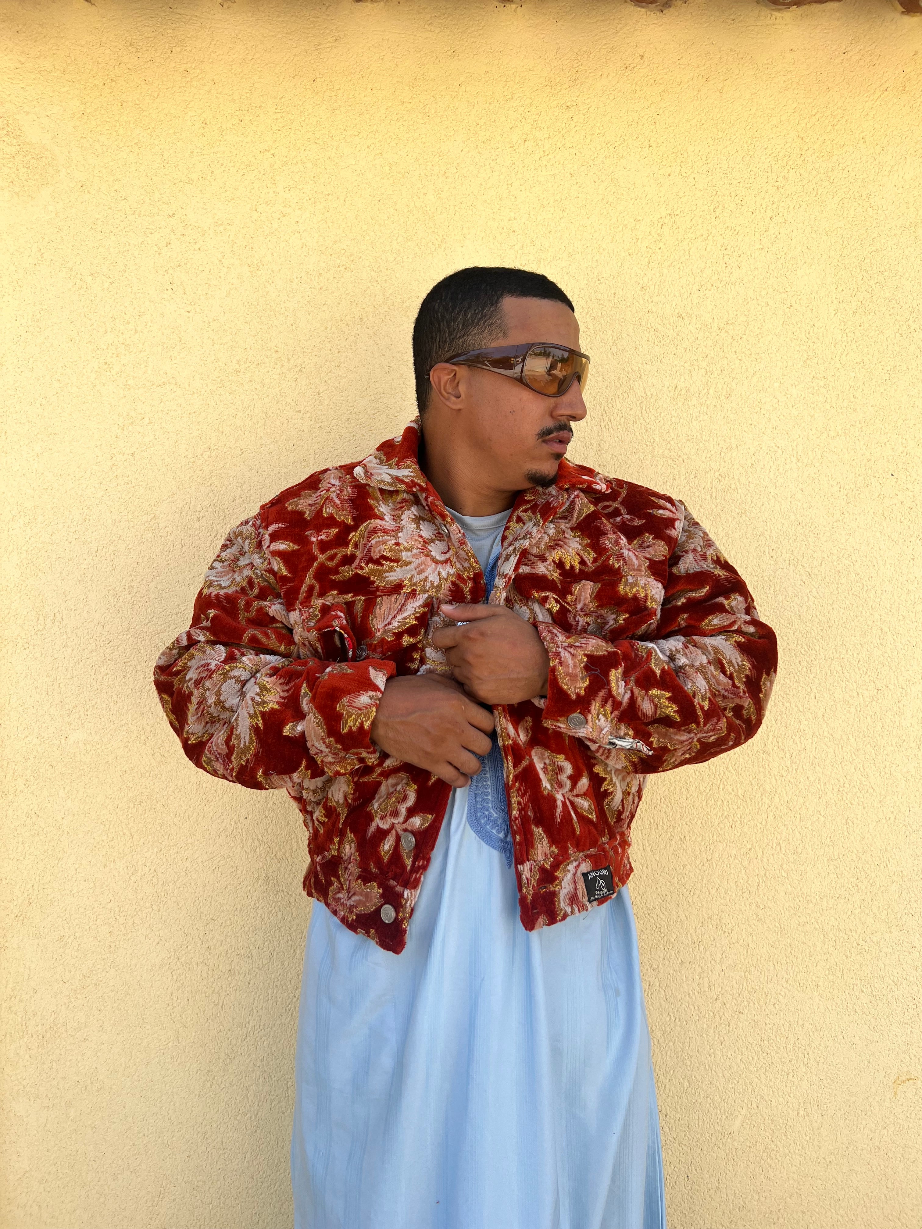 Moroccan hand made with unique Orange and yellow color,  carpet Jacket UNISEX