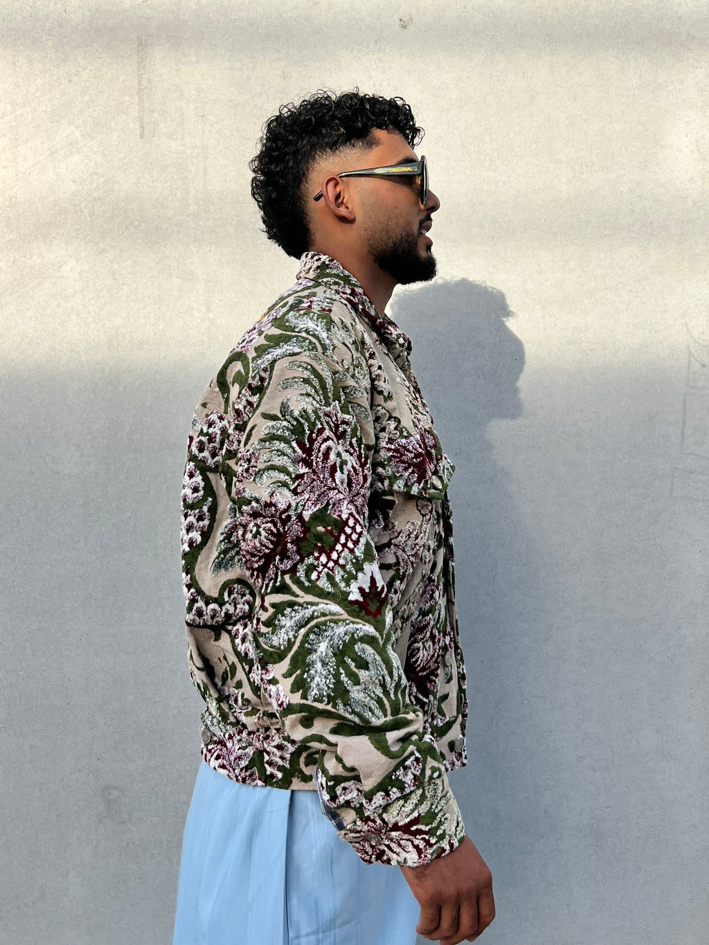 Moroccan hand made with unique green and red color,  carpet Jacket UNISEX