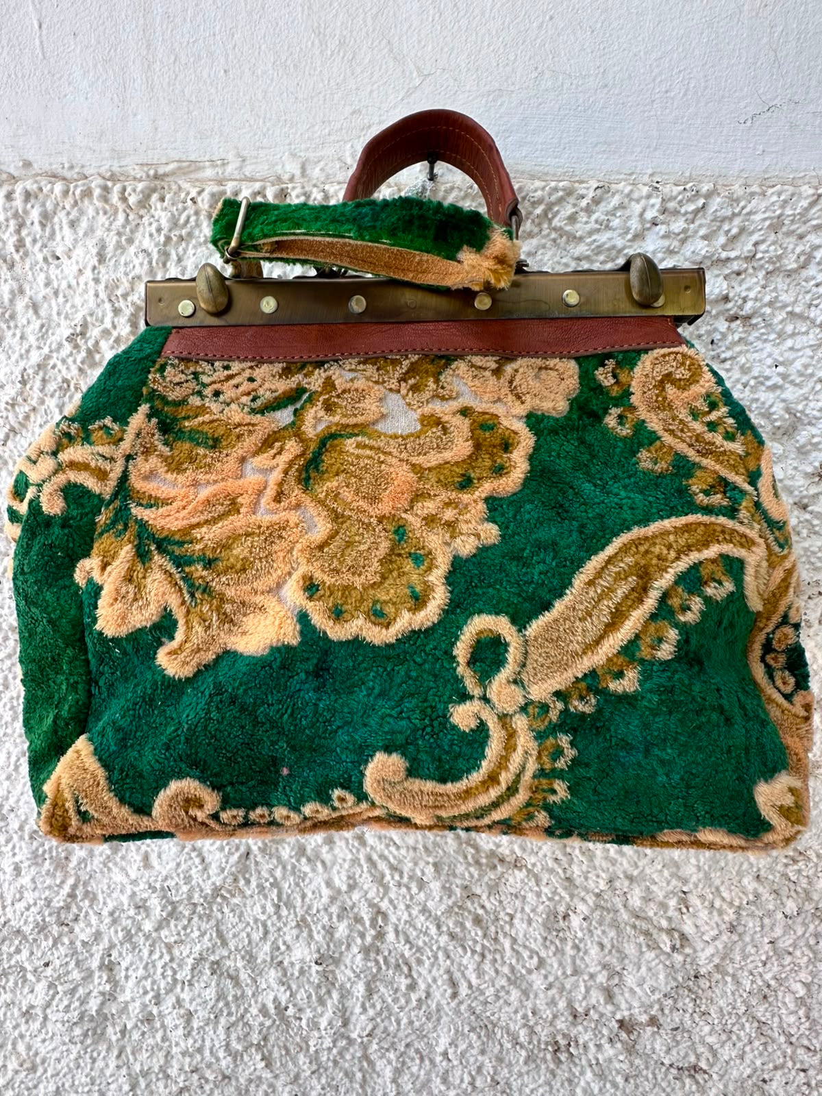 Anouri Original Emerald Heritage Frame green & yellow  colour Carpet Bag