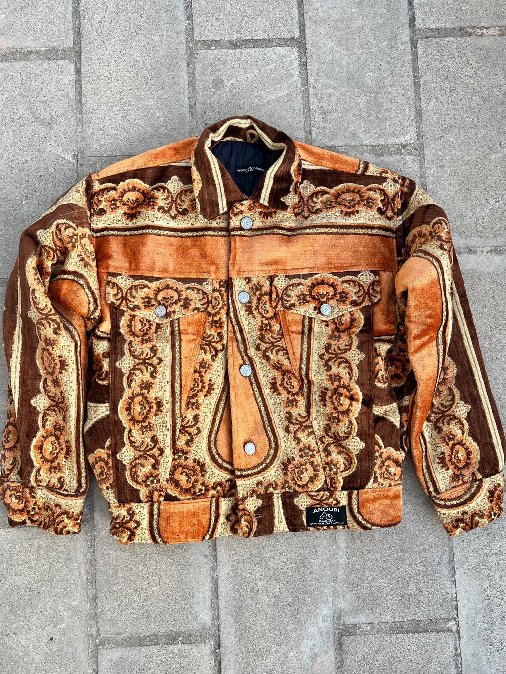 Moroccan hand made with unique light orange color,  carpet Jacket UNISEX