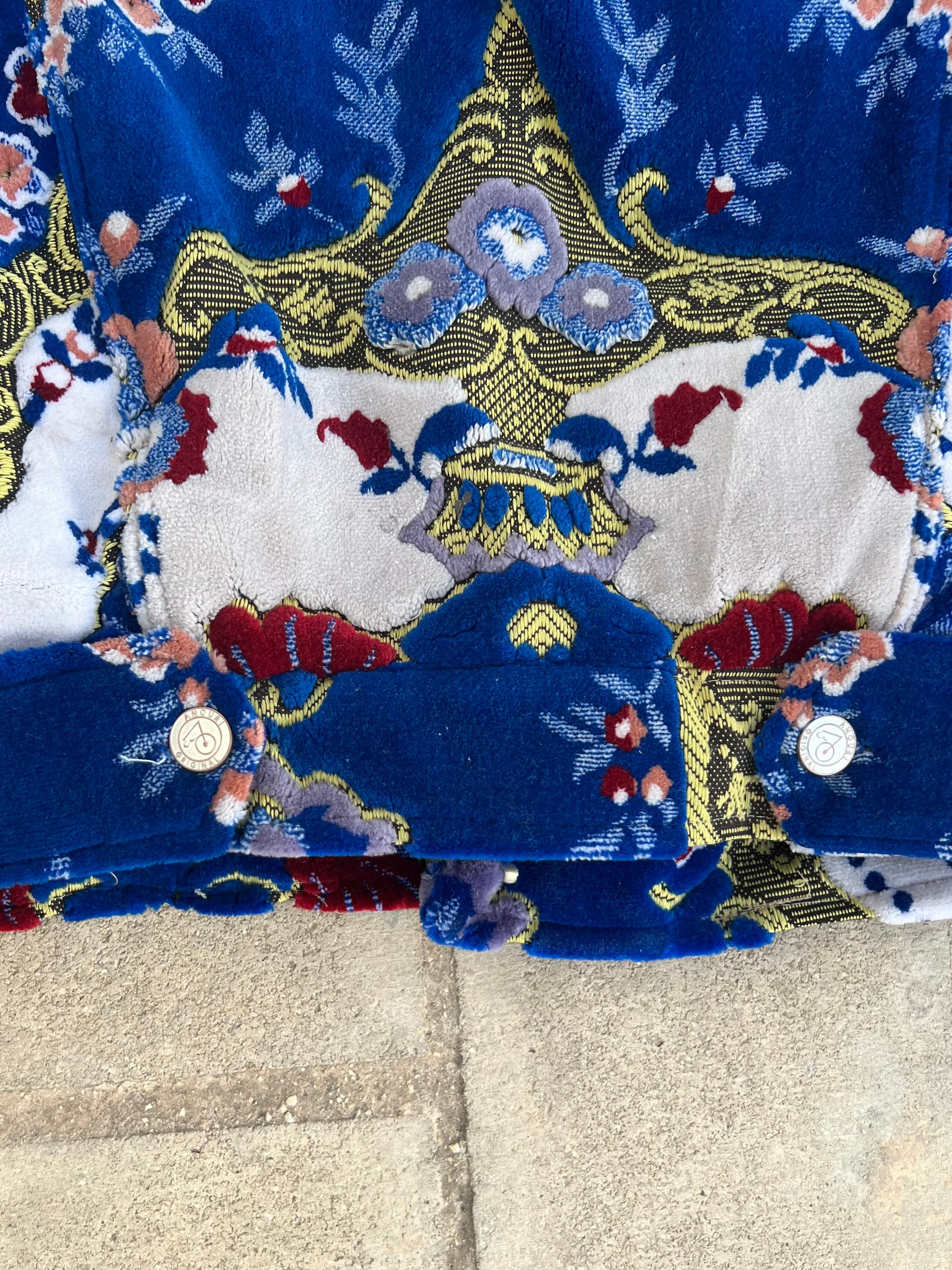 Moroccan hand made with unique design blue color ,  carpet Jacket UNISEX