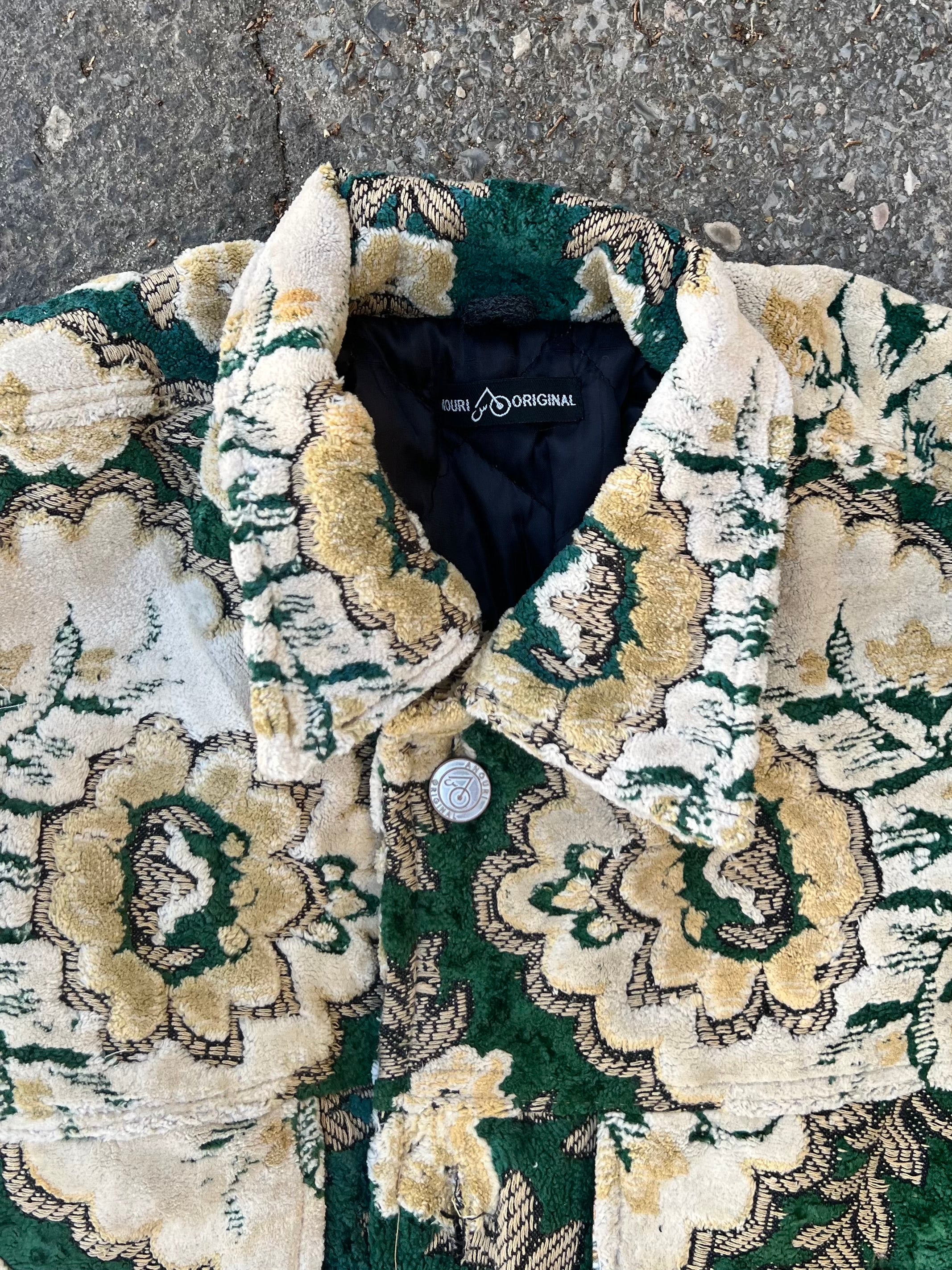 Moroccan hand made with unique white and green color,  carpet Jacket UNISEX