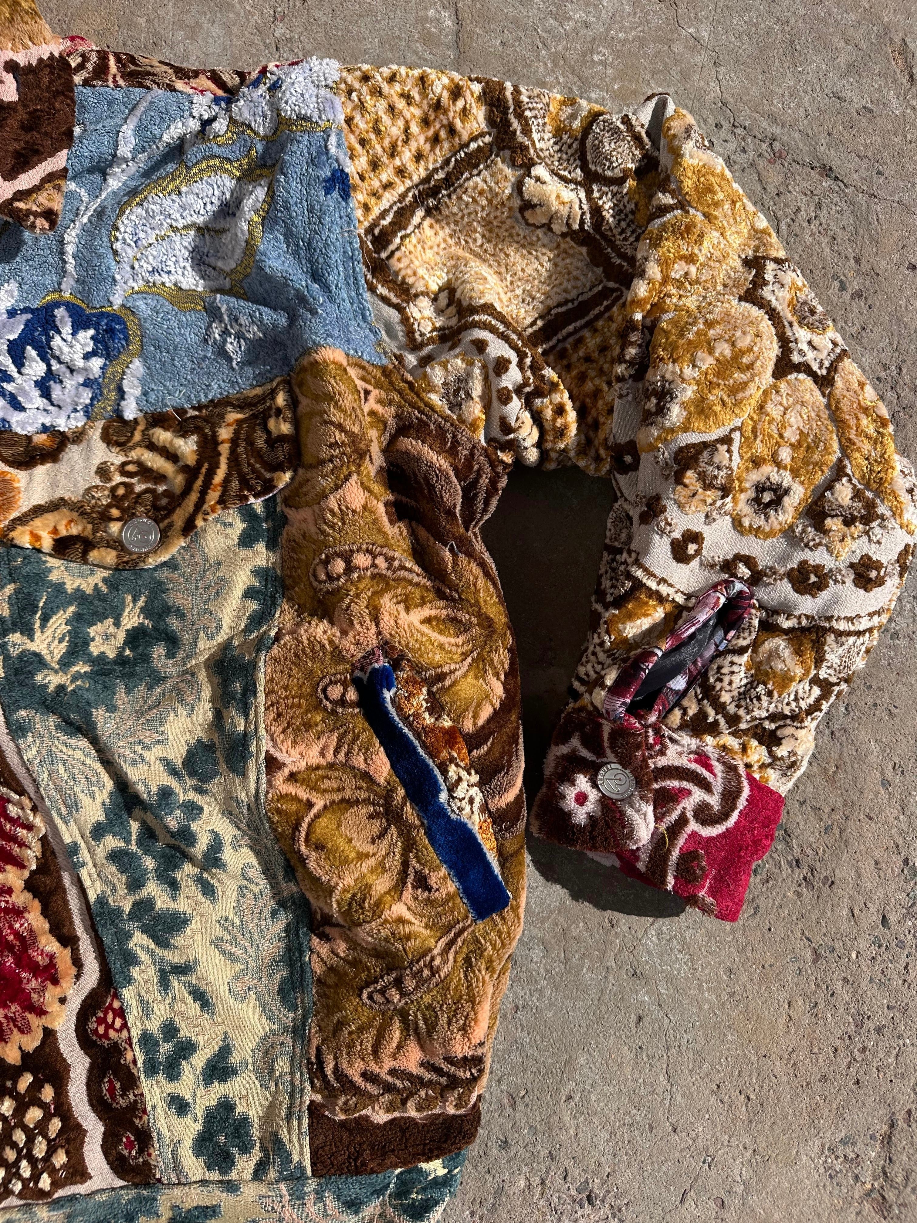 Moroccan hand made with unique patshwork color,  carpet Jacket UNISEX