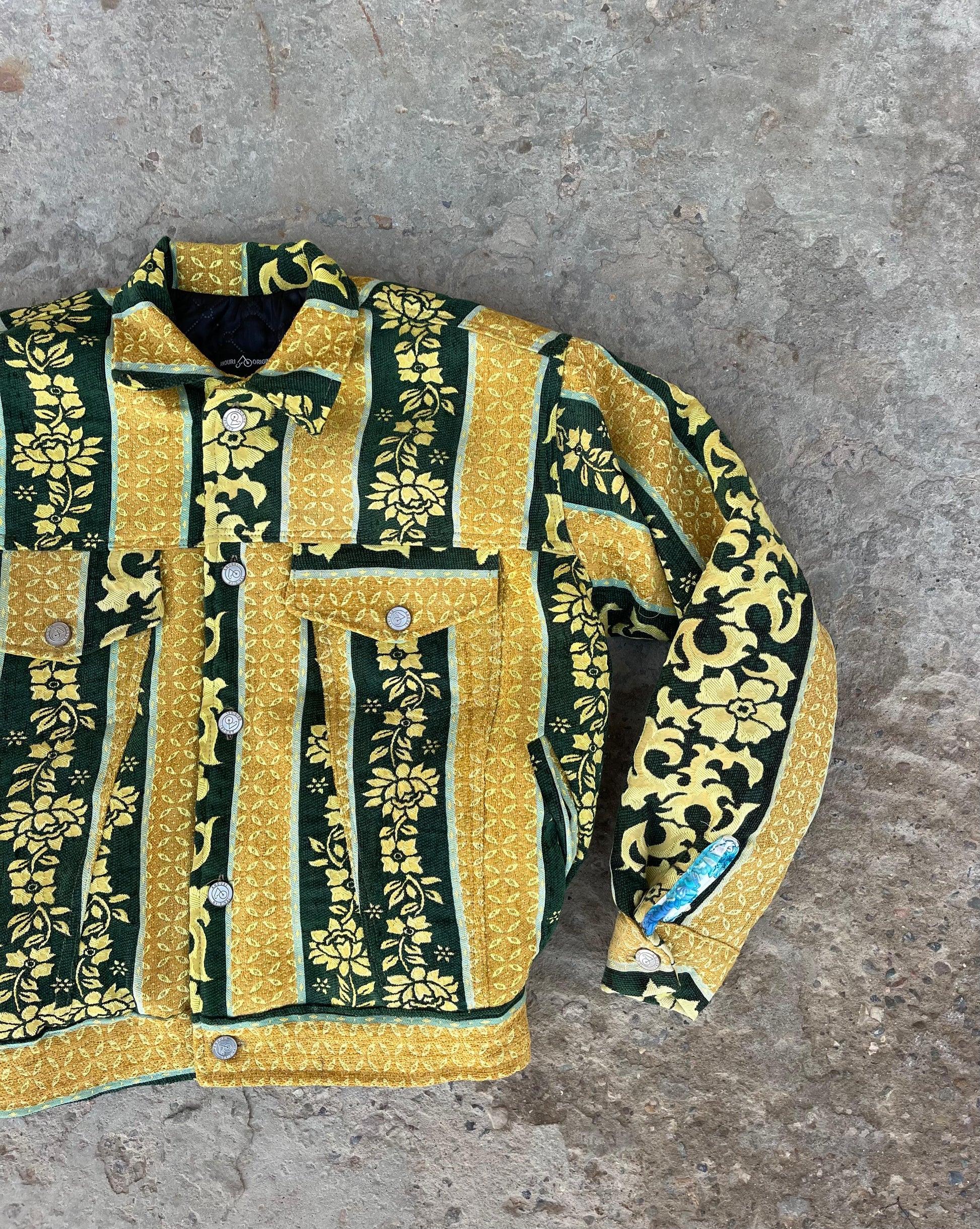 Moroccan hand made with unique yellow and green  design carpet Jacket UNISEX