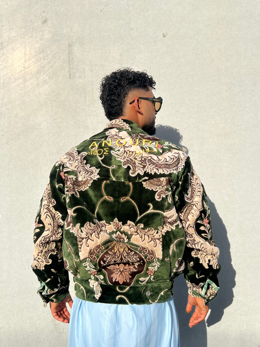 Moroccan hand made with unique green color,  carpet Jacket UNISEX