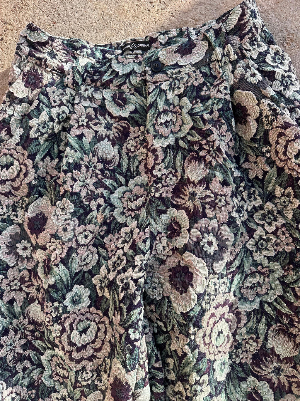 Anouris Original PANT with wide legs with two pockets  side unique carpet blue flower print “Carpet” UNISEX