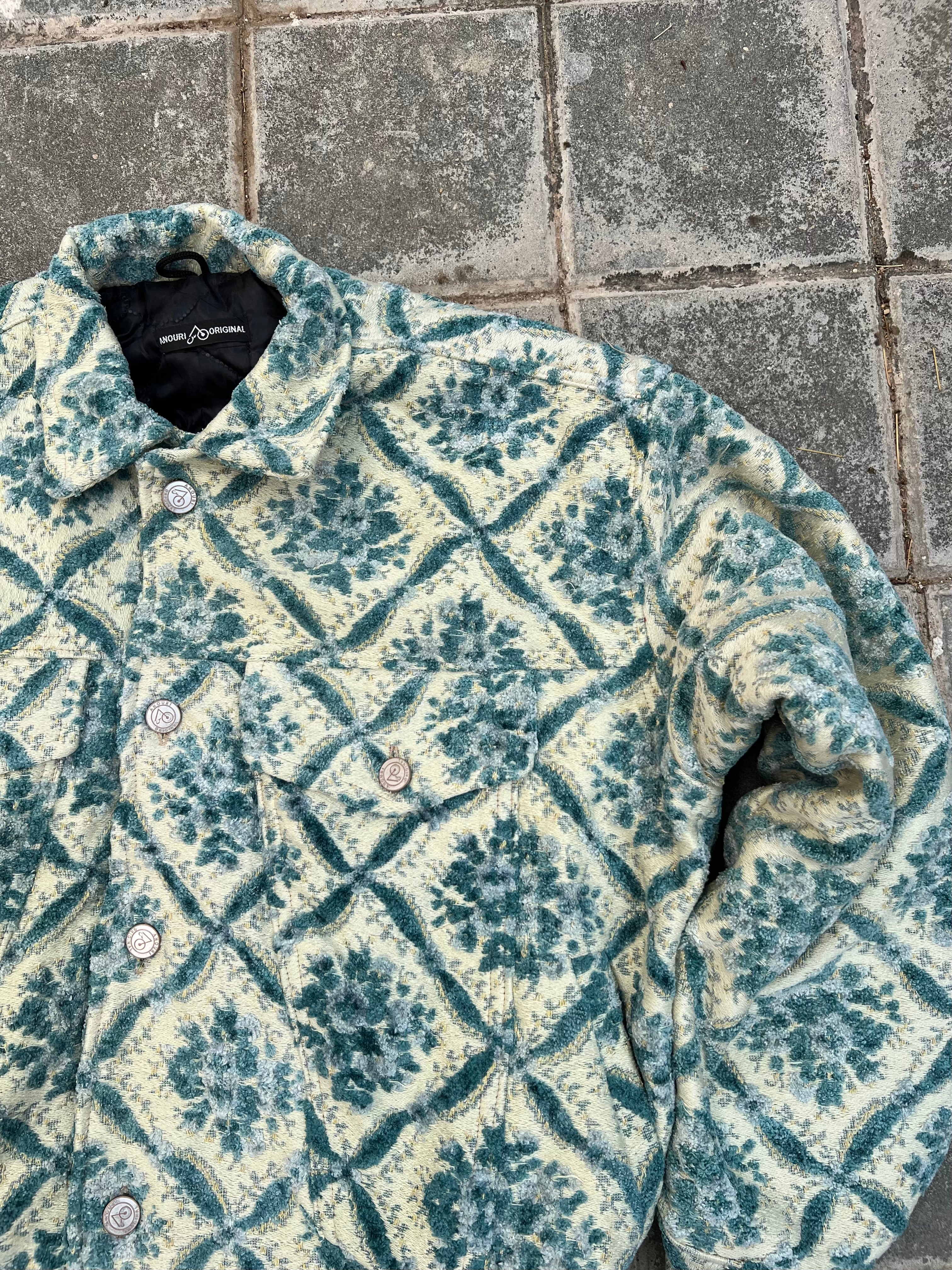 Moroccan hand made with unique light blue color,  carpet Jacket UNISEX