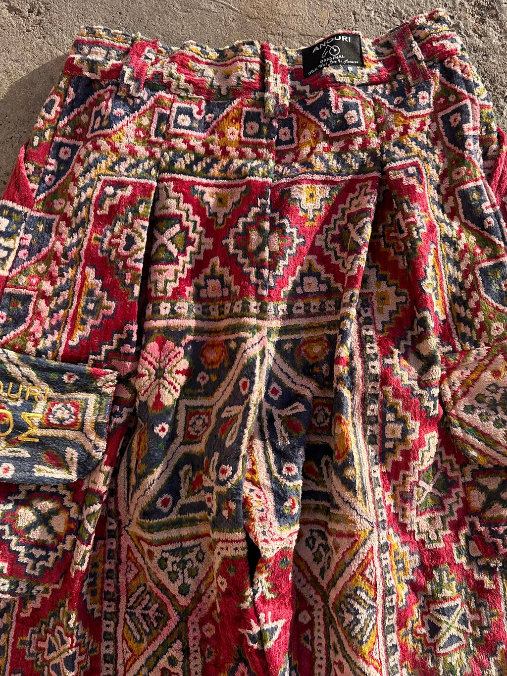 Anouris Original PANT with wide legs with two pockets  side unique carpet red print “Carpet” UNISEX