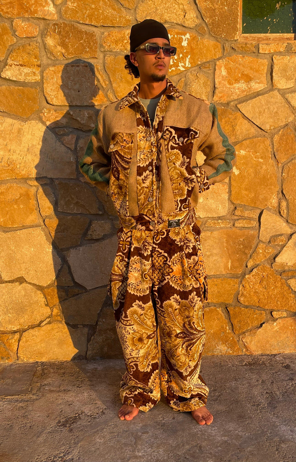 Moroccan hand made unique burlap and brown Carpet and burlap set UNISEX