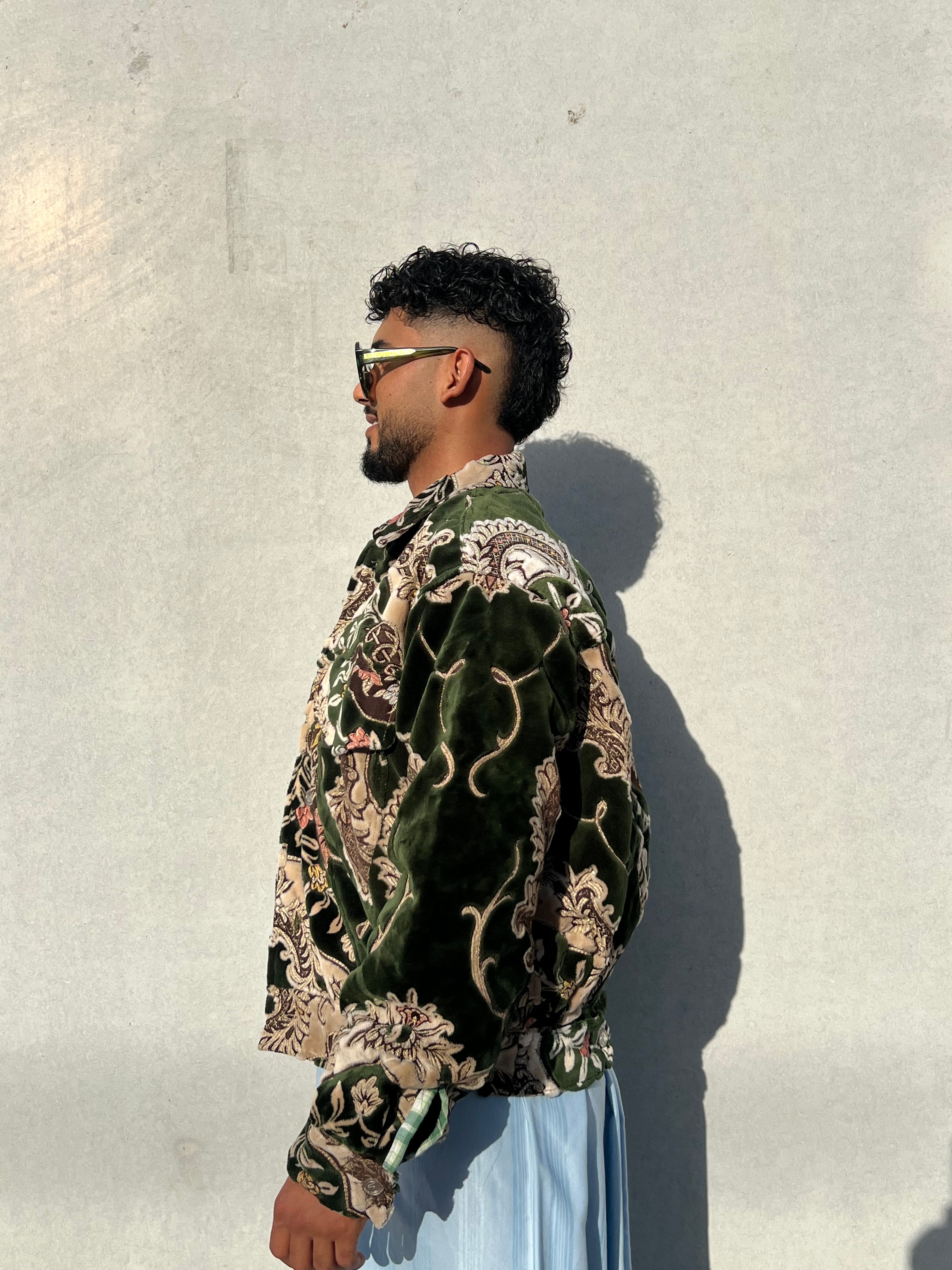 Moroccan hand made with unique green color,  carpet Jacket UNISEX
