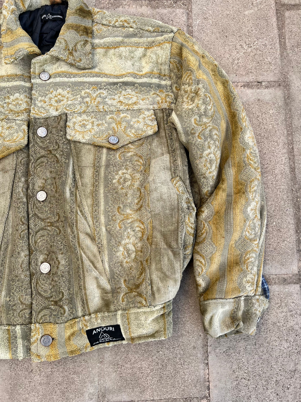 Moroccan hand made with unique light green and yellow color,  carpet Jacket UNISEX