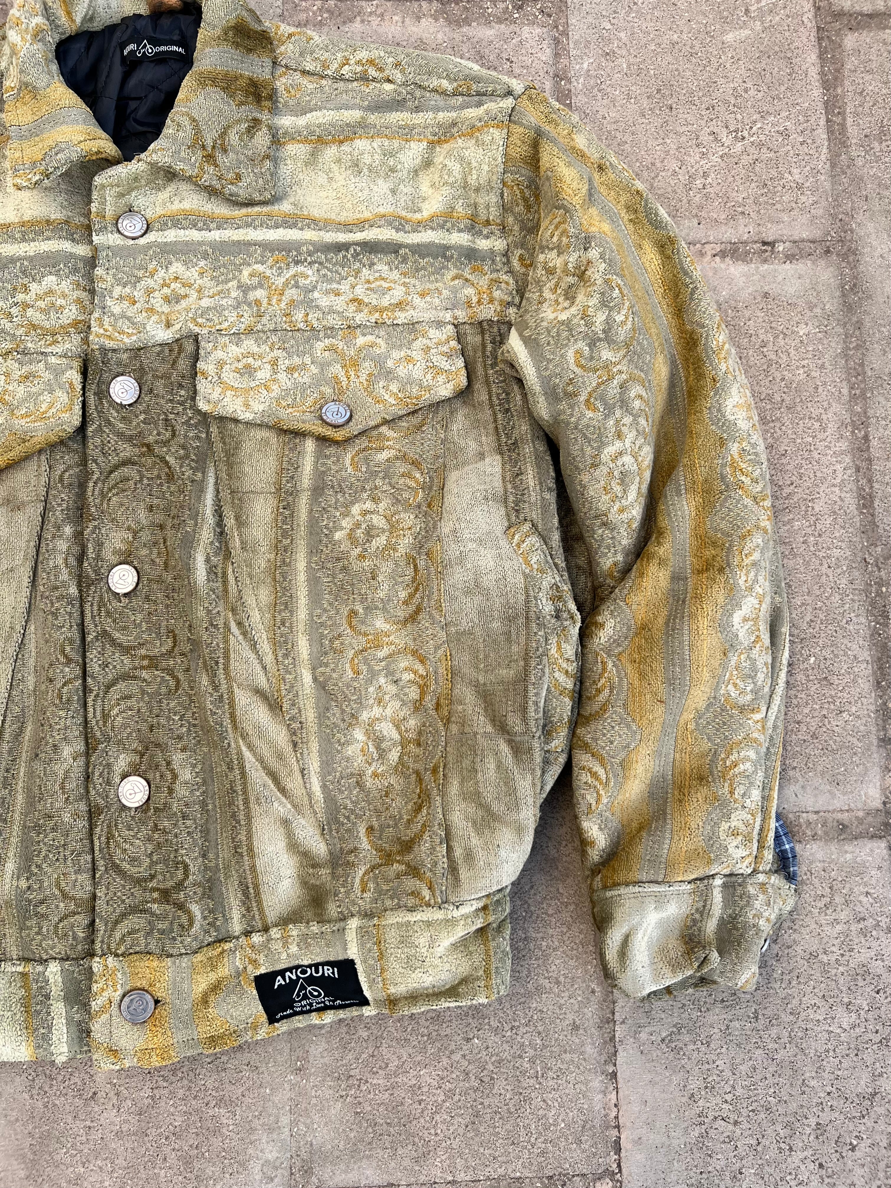 Moroccan hand made with unique light green and yellow color,  carpet Jacket UNISEX