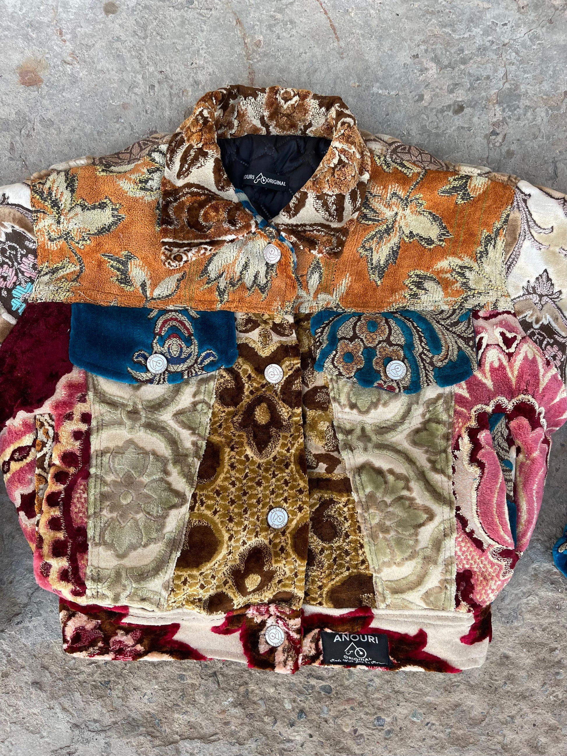 Moroccan hand made patchwork 7 with unique designs short carpet Jacket for female