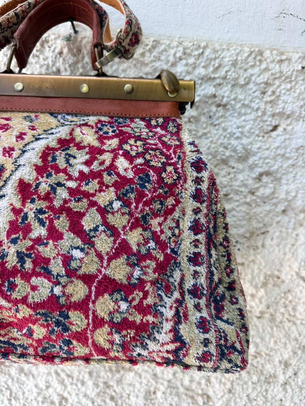 Anouri Original Emerald Heritage Frame mixed colour Carpet Bag