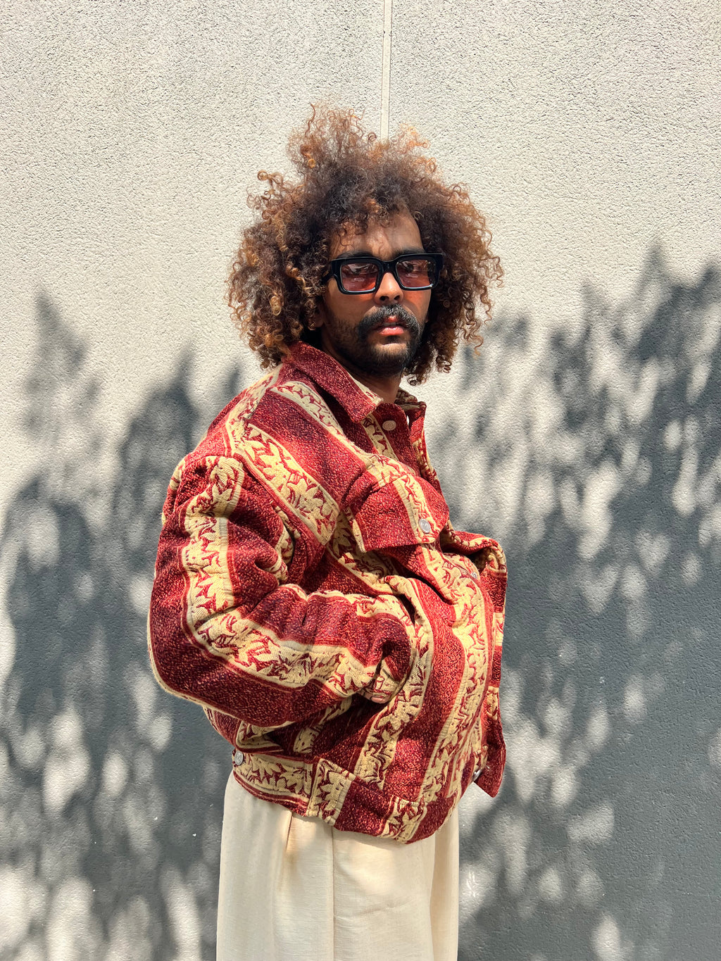 Moroccan hand made with unique yellow and orange color,  carpet Jacket UNISEX