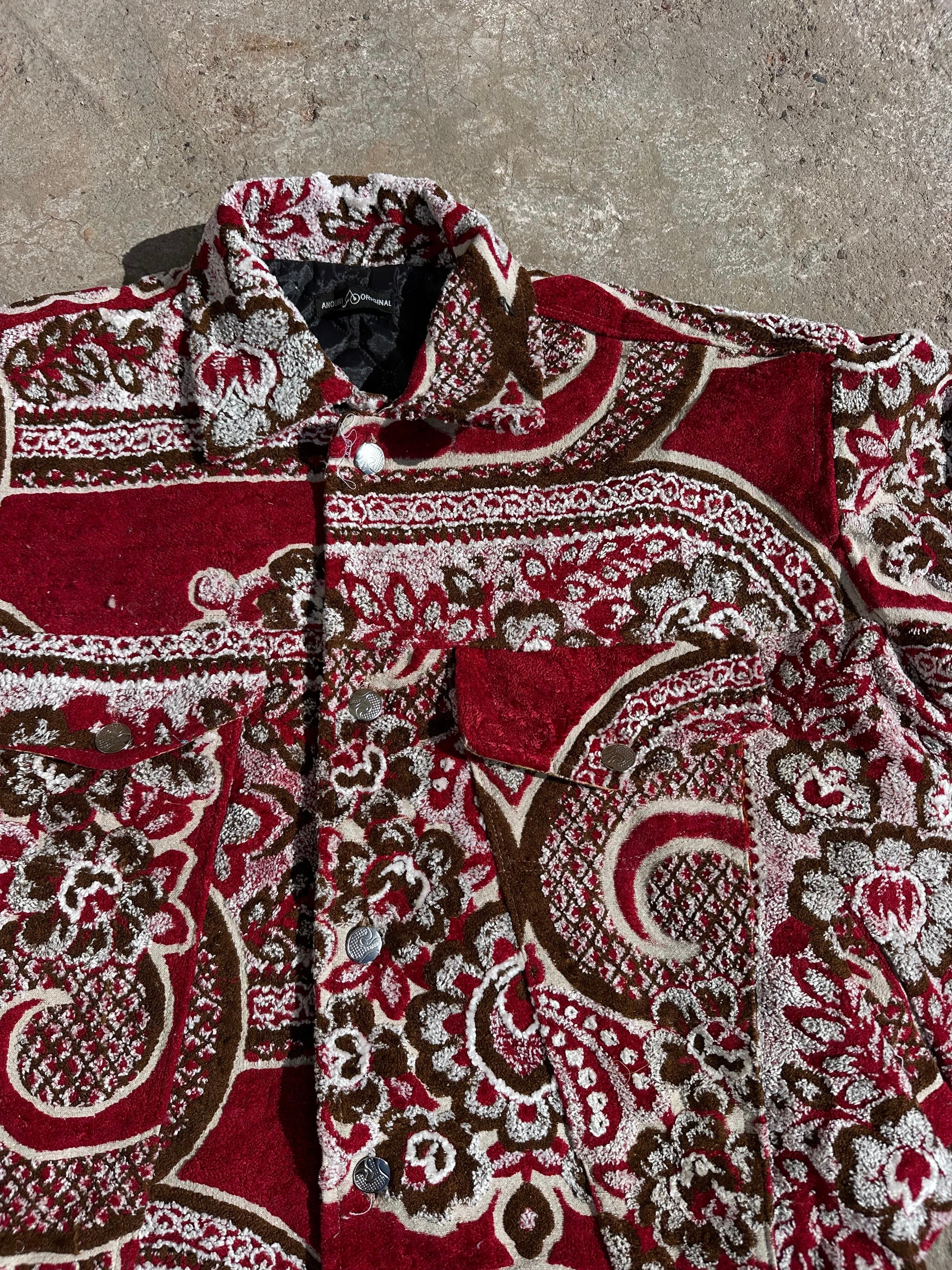 Moroccan hand made with unique red color,  carpet Jacket UNISEX
