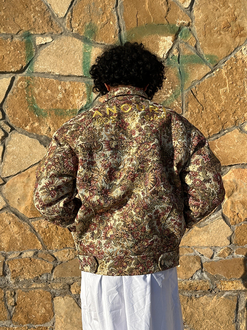Moroccan hand made with unique flower color,  carpet Jacket UNISEX