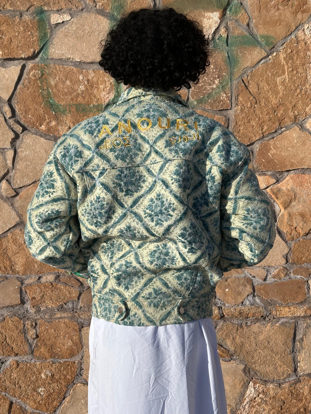 Moroccan hand made with unique light blue color,  carpet Jacket UNISEX