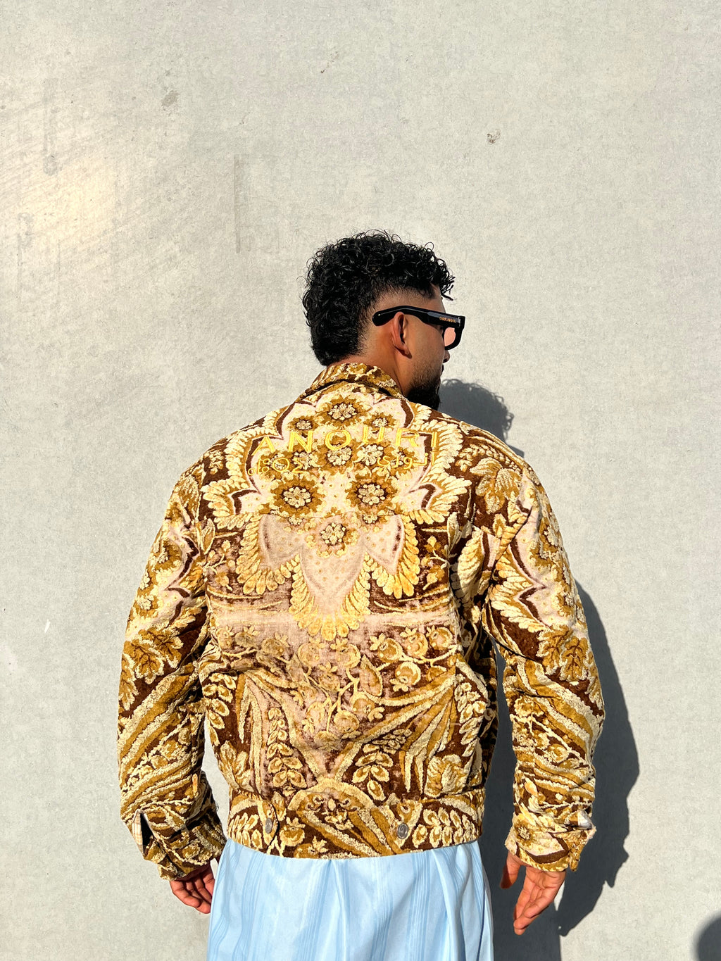 Moroccan hand made with unique yellow and brown color,  carpet Jacket UNISEX