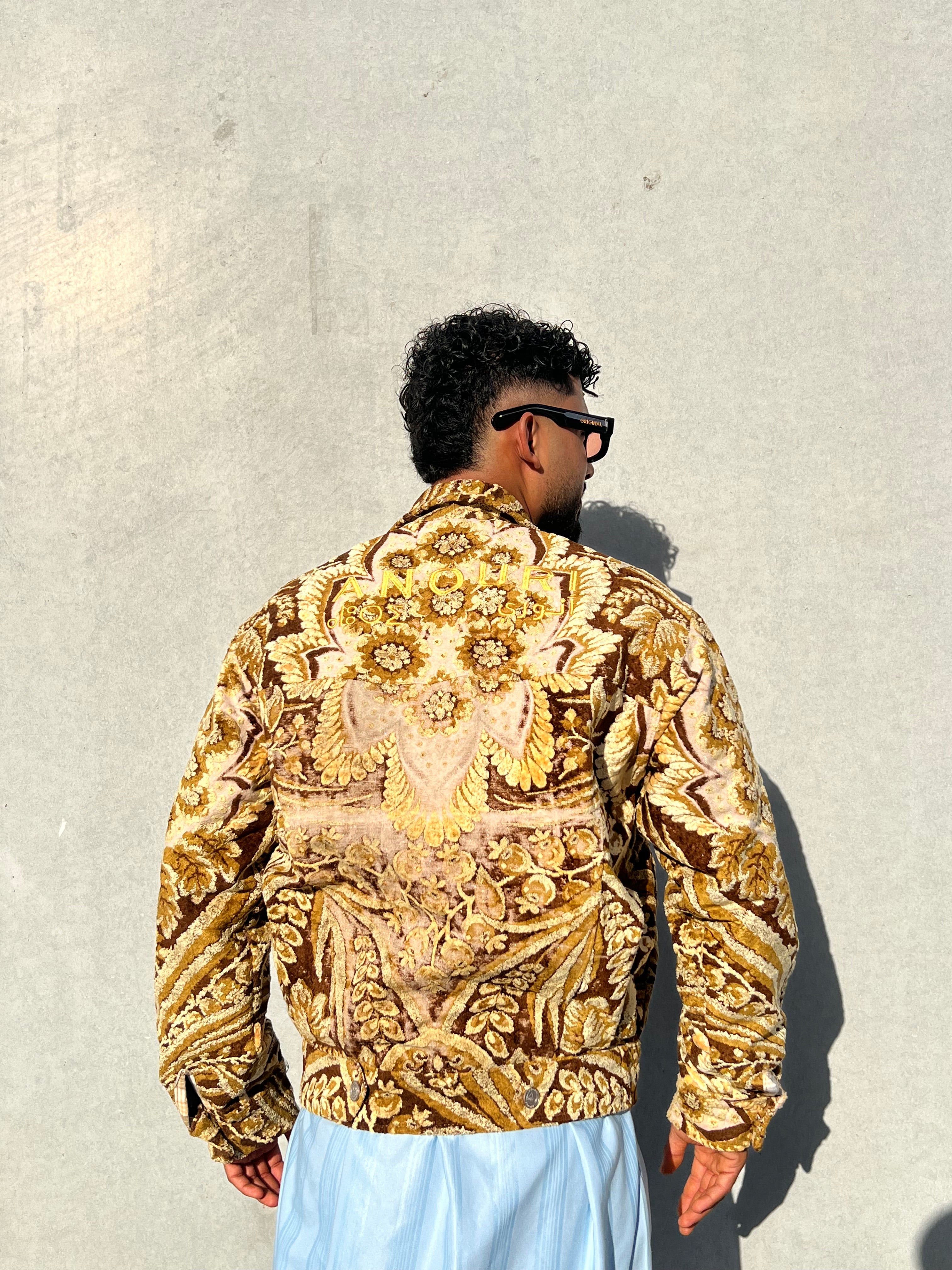 Moroccan hand made with unique yellow and brown color,  carpet Jacket UNISEX