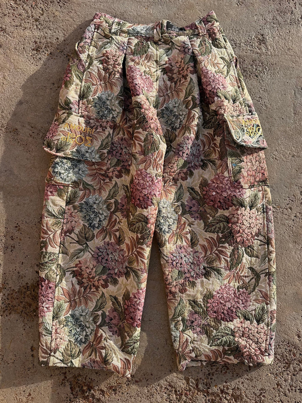 Anouris Original PANT with wide legs with two pockets  side unique colorful flower print “Carpet” UNISEX