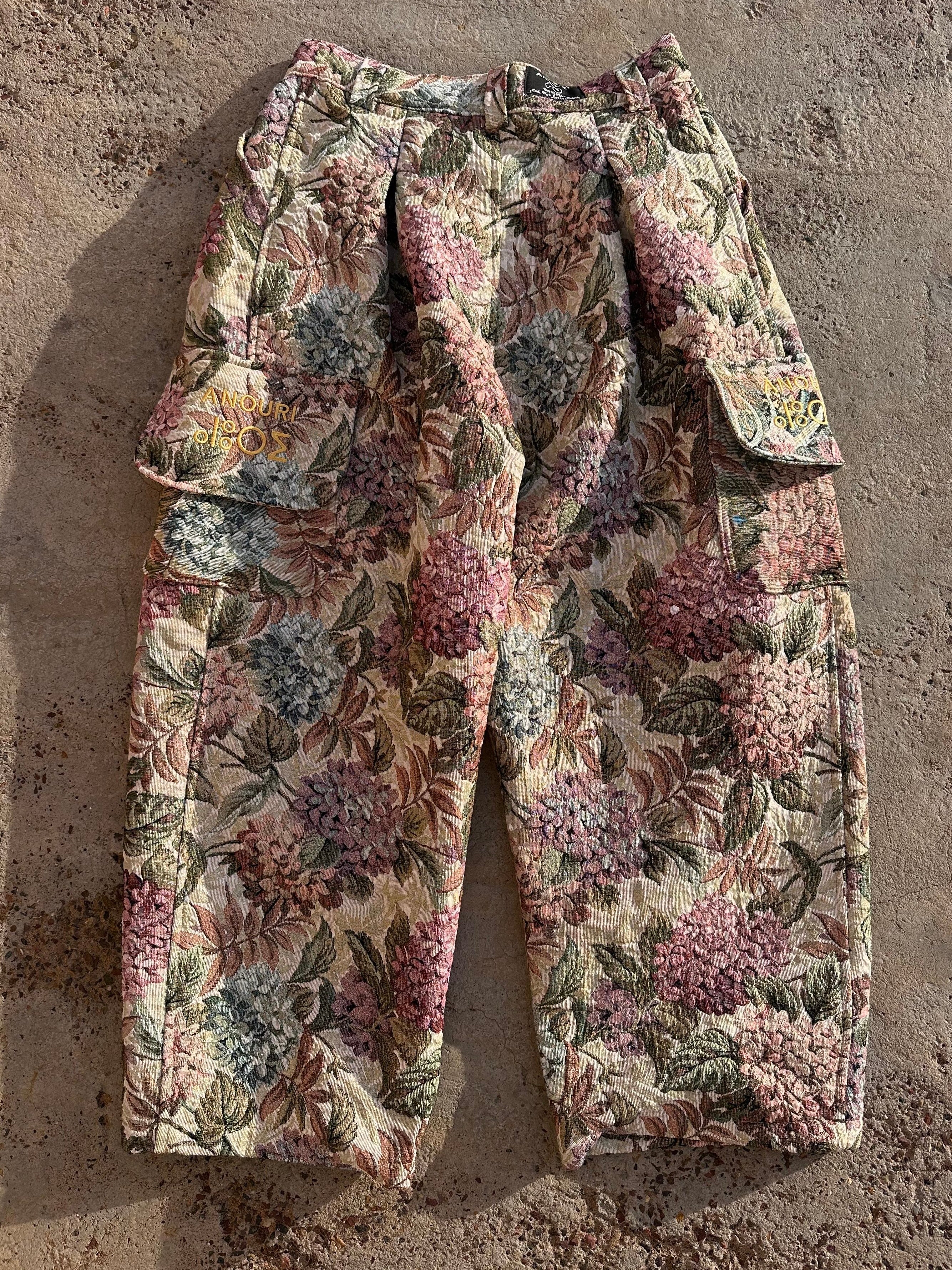 Anouris Original PANT with wide legs with two pockets  side unique colorful flower print “Carpet” UNISEX