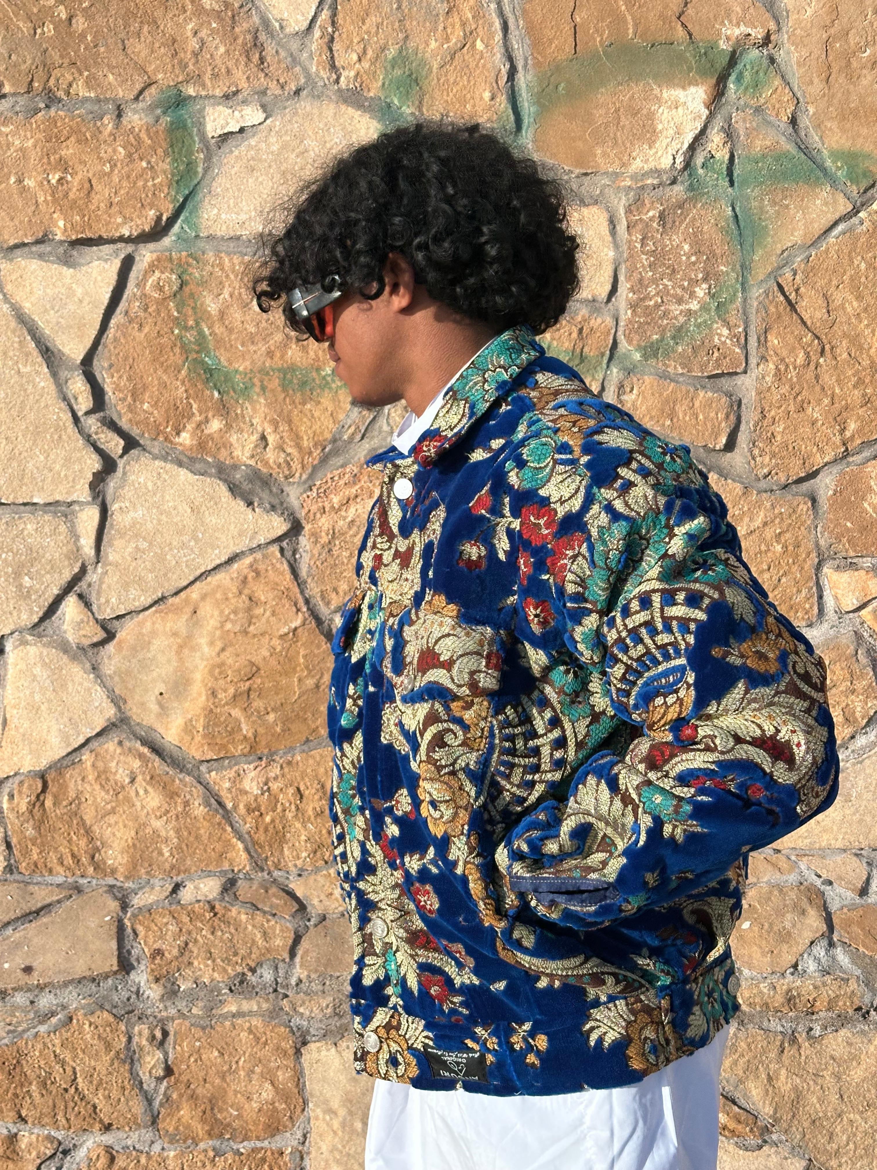 Moroccan hand made with unique blue color,  carpet Jacket UNISEX