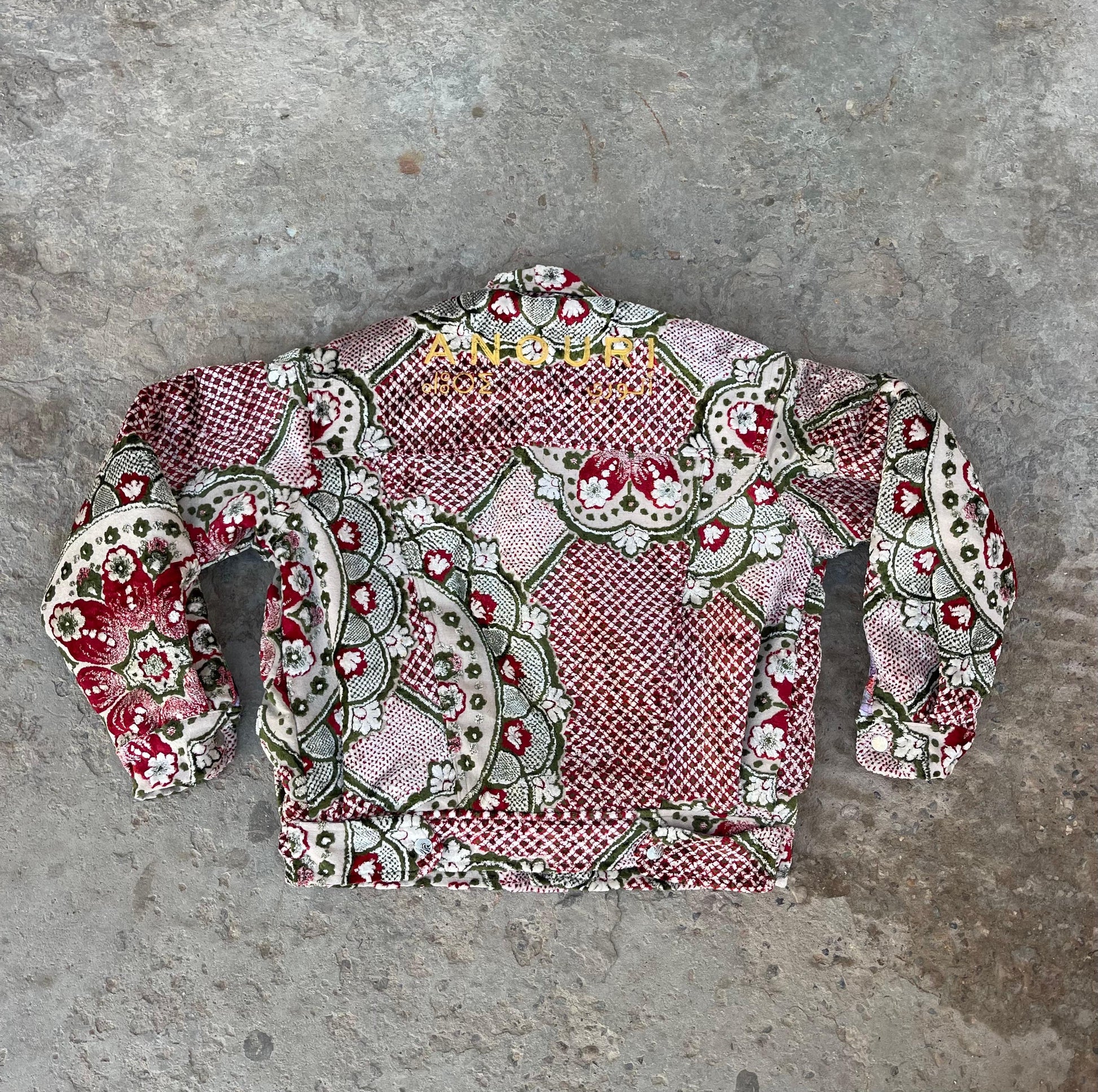 Moroccan hand made with unique Red&green  design carpet Jacket UNISEX