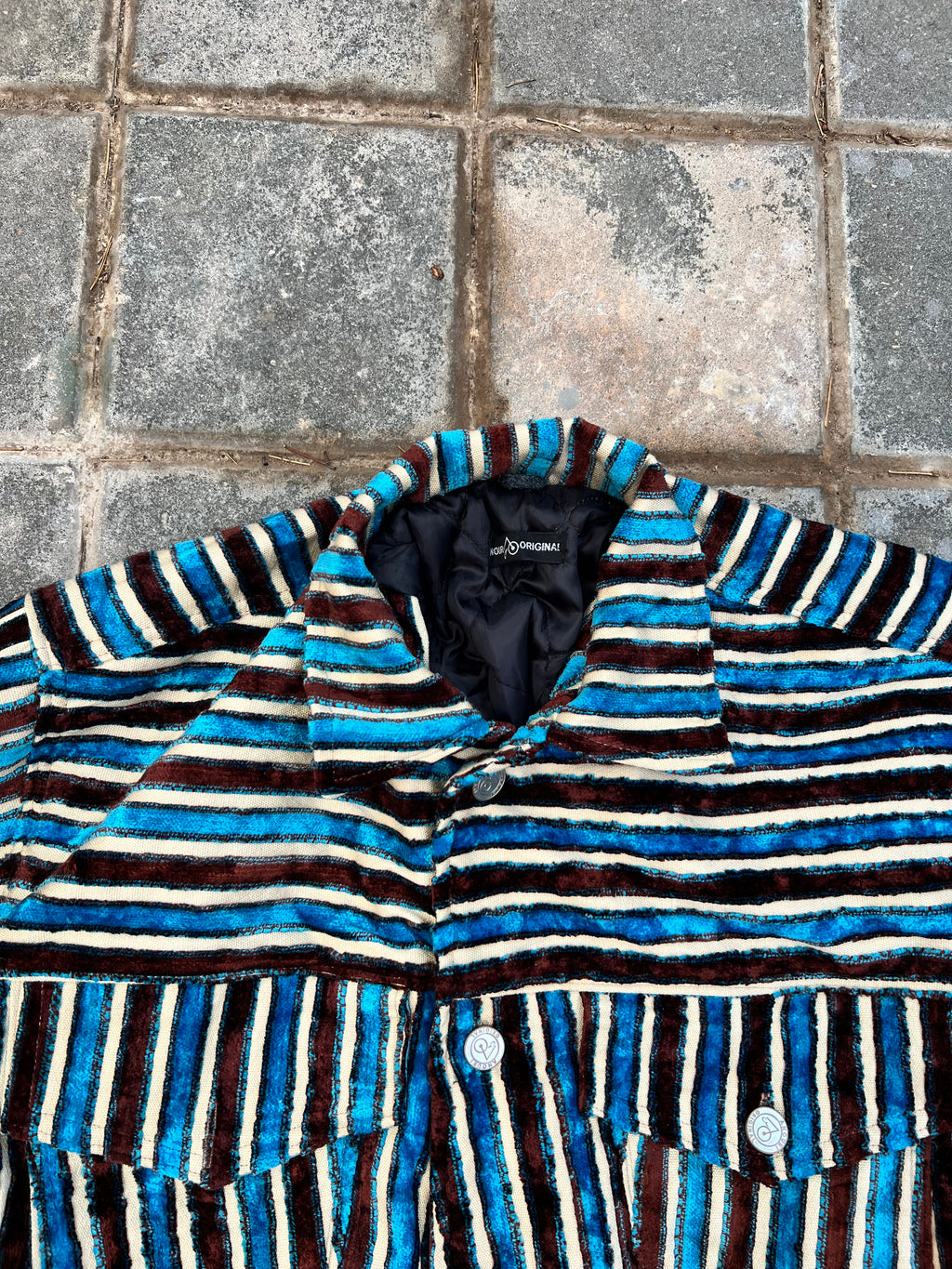 Moroccan hand made with unique brown and blue color,  carpet Jacket UNISEX