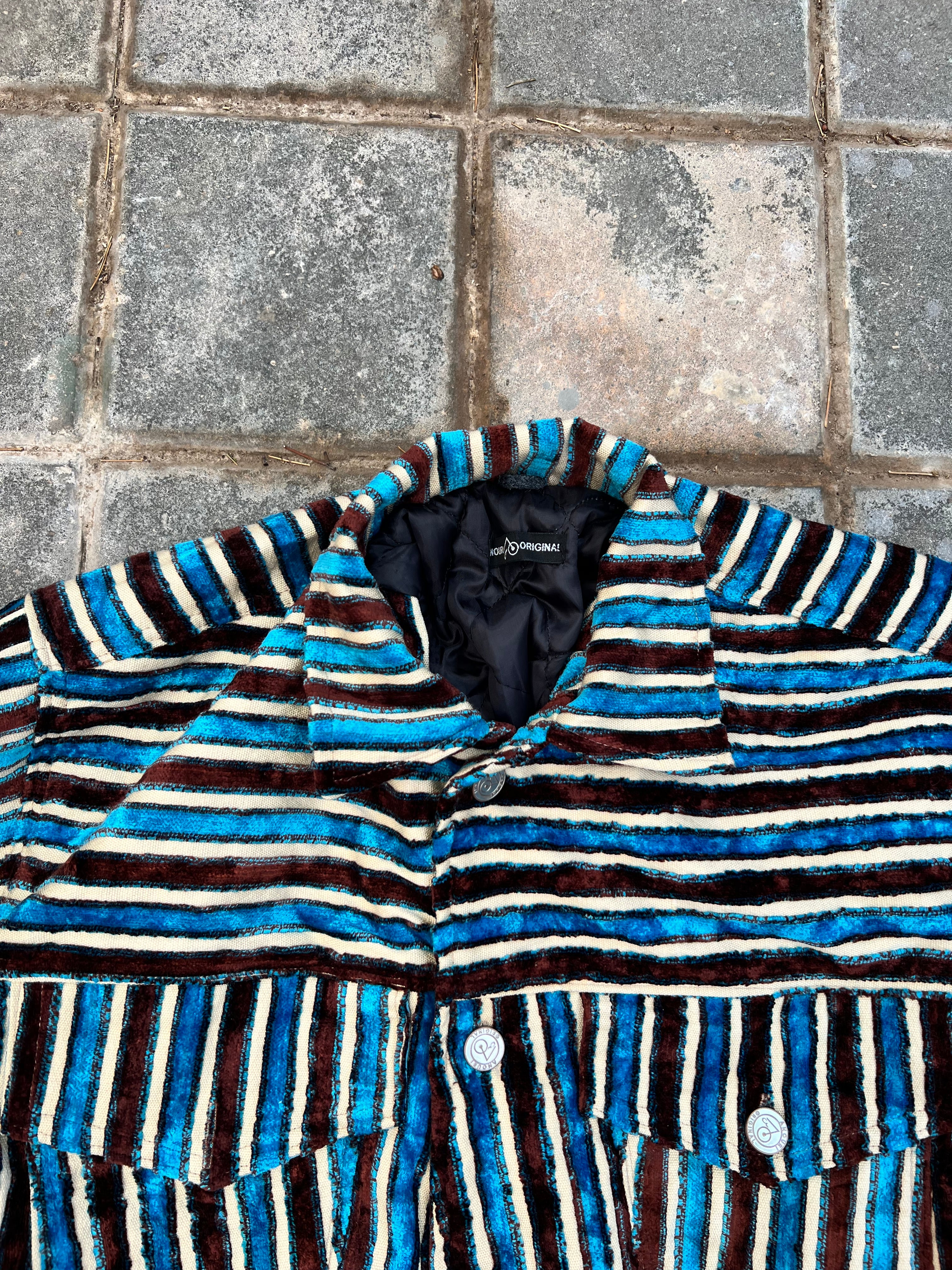 Moroccan hand made with unique brown and blue color,  carpet Jacket UNISEX